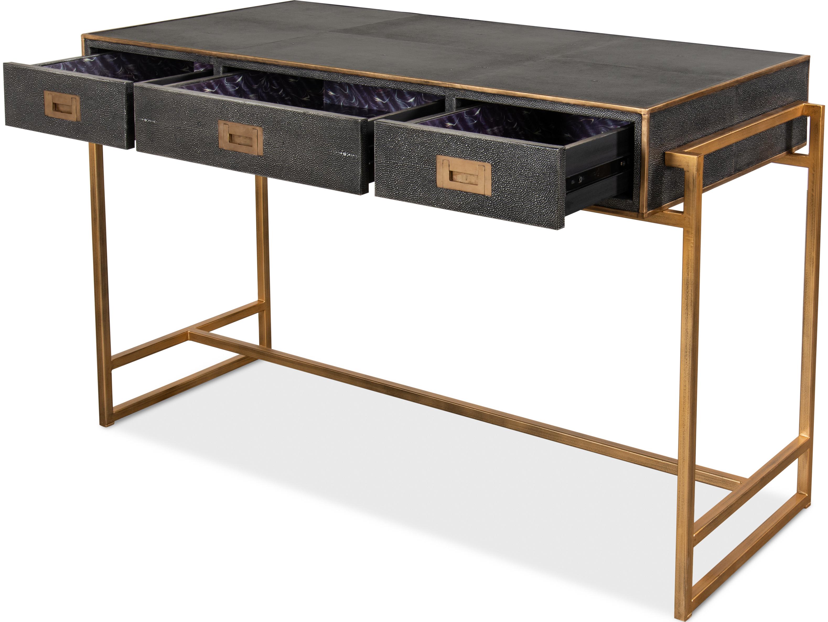 Sarreid Ltd Grey Leather Shagreen Desk