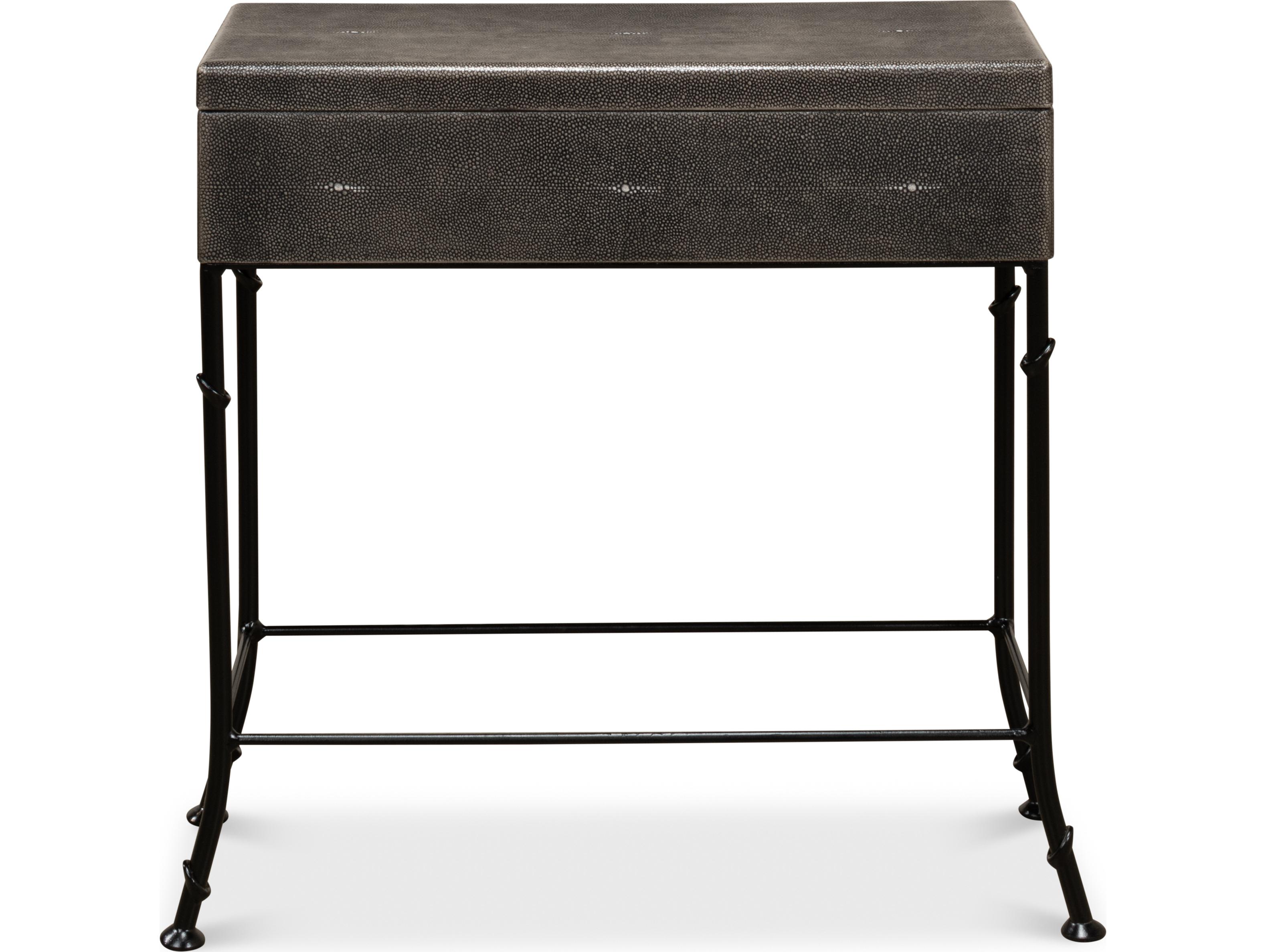 Sarreid Ltd Grey Leather Shagreen Box On Stand