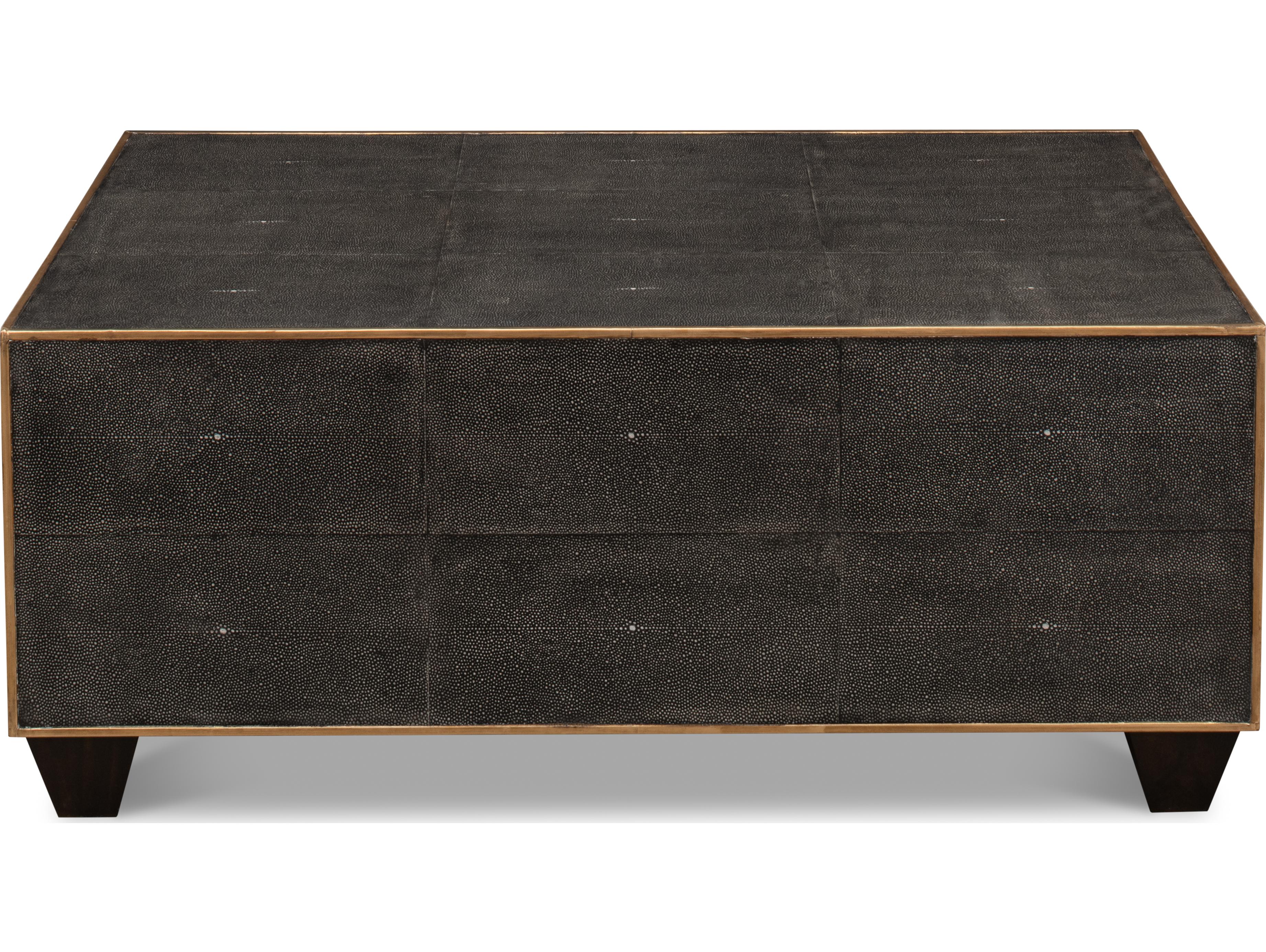 Sarreid Ltd Grey Leather Shagreen Cocktail Table