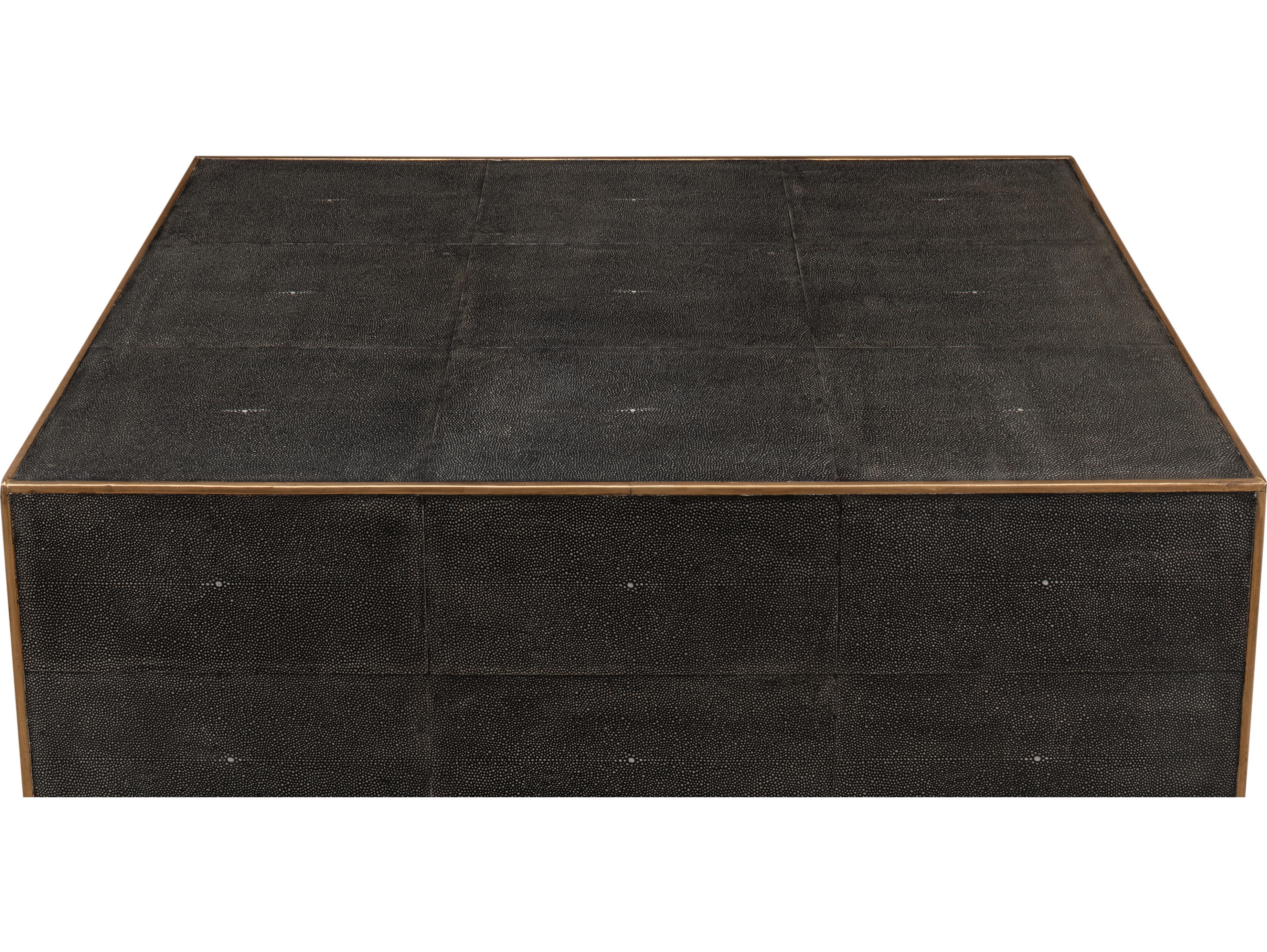 Sarreid Ltd Grey Leather Shagreen Cocktail Table