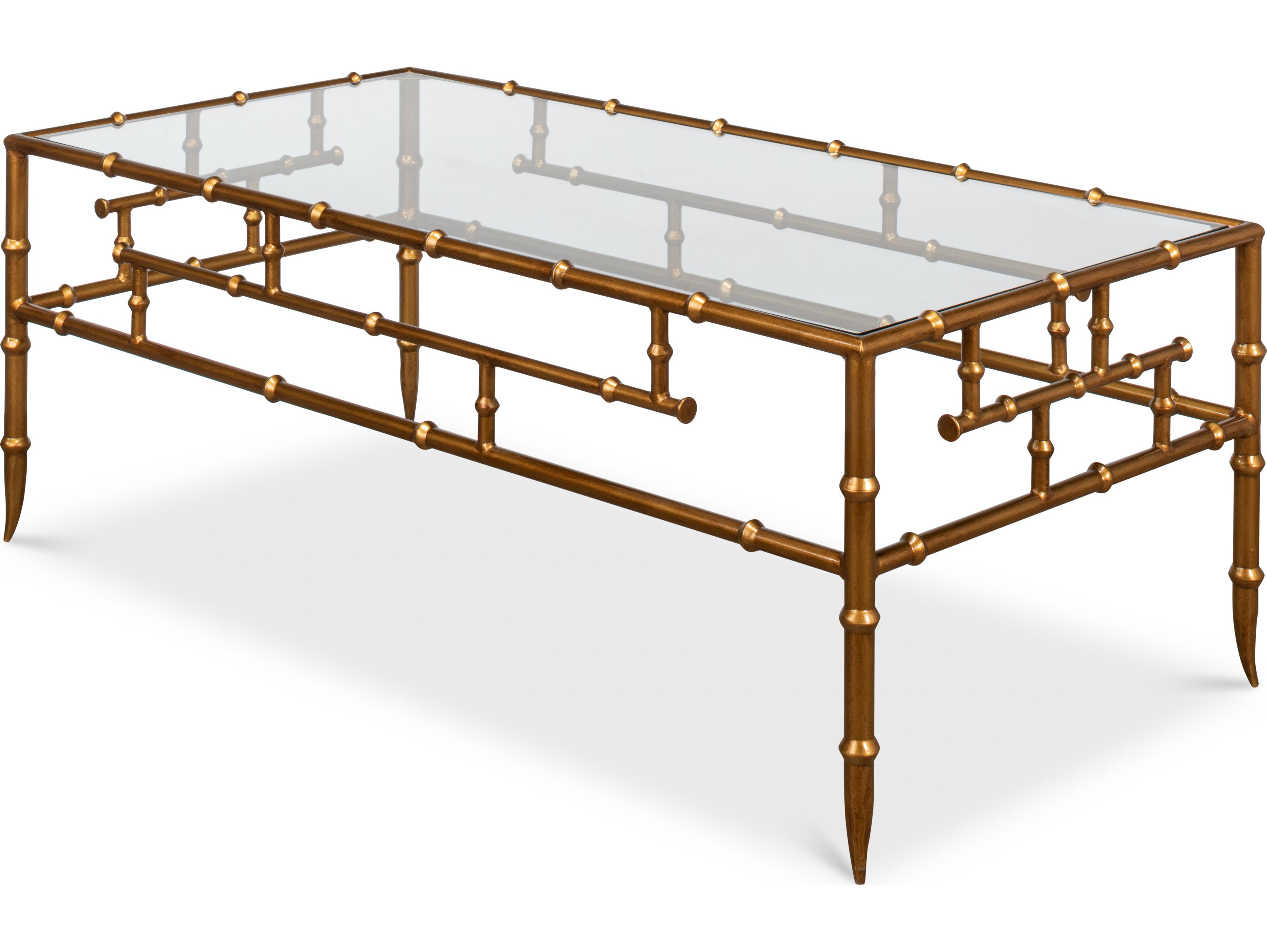 Sarreid Ltd Faux Bamboo Metal Coffee Table 48"