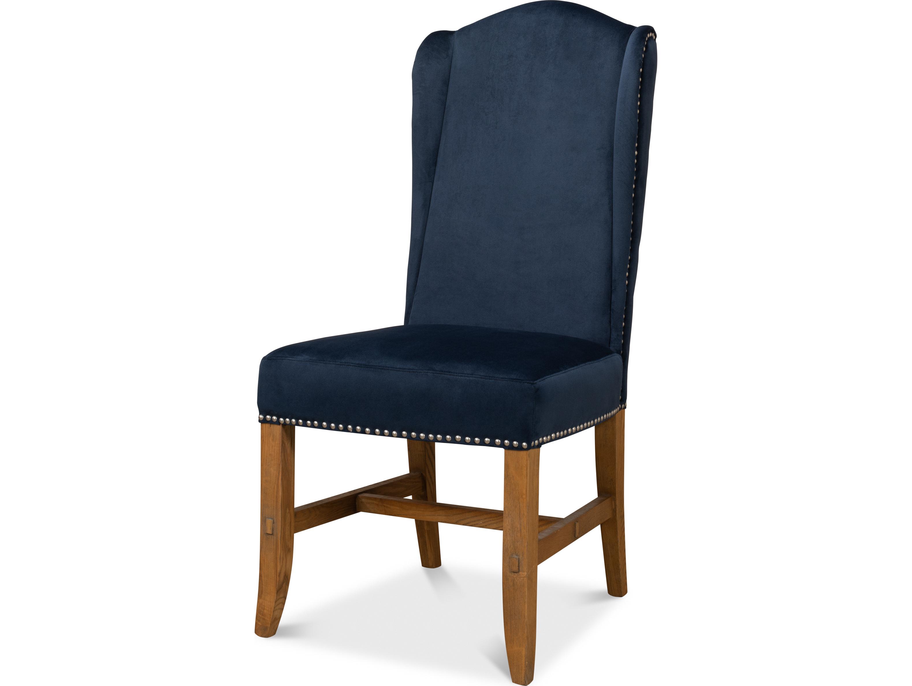 Sarreid Ltd High Back Dining Chair Blue Velvet