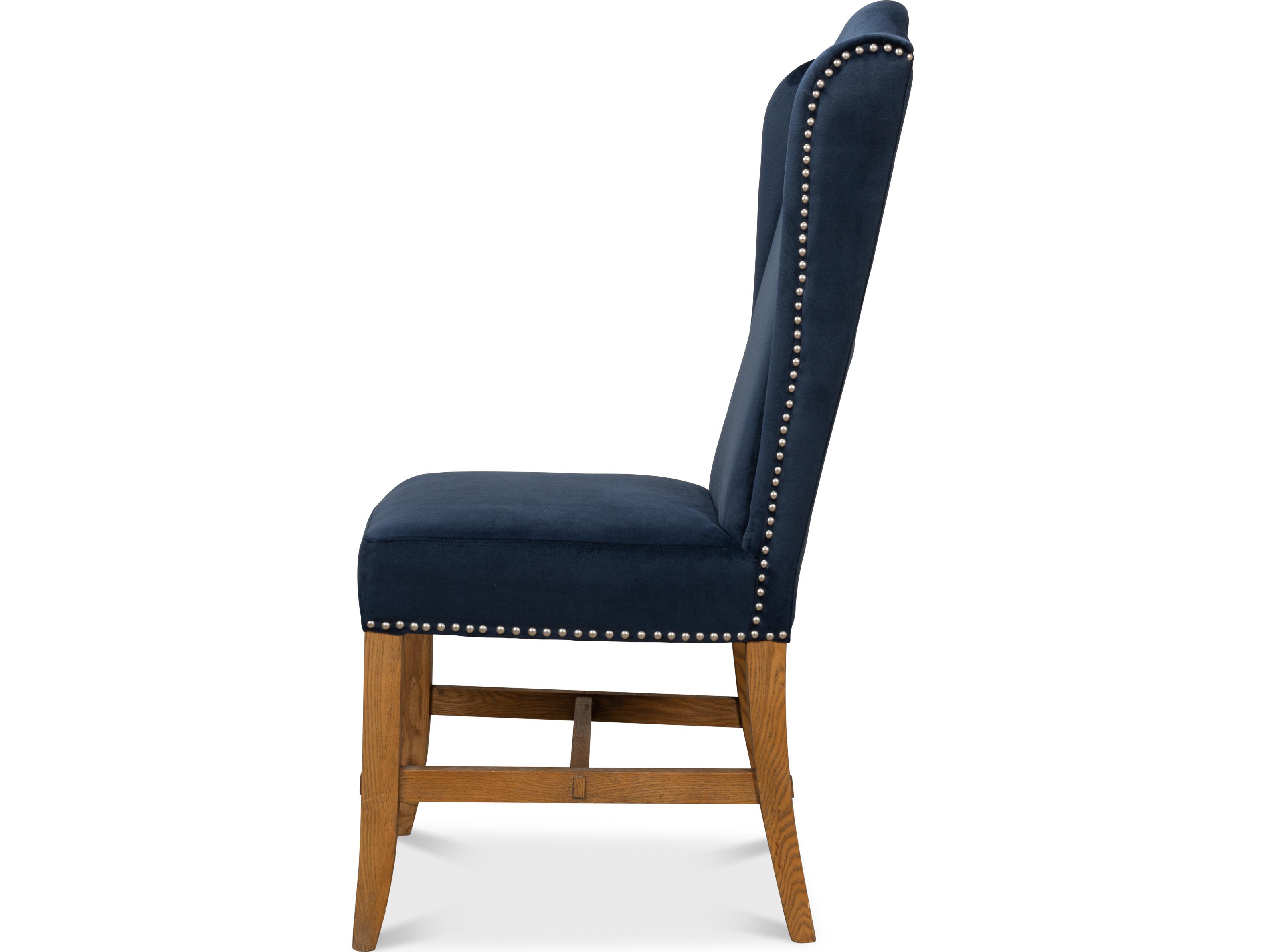 Sarreid Ltd High Back Dining Chair Blue Velvet