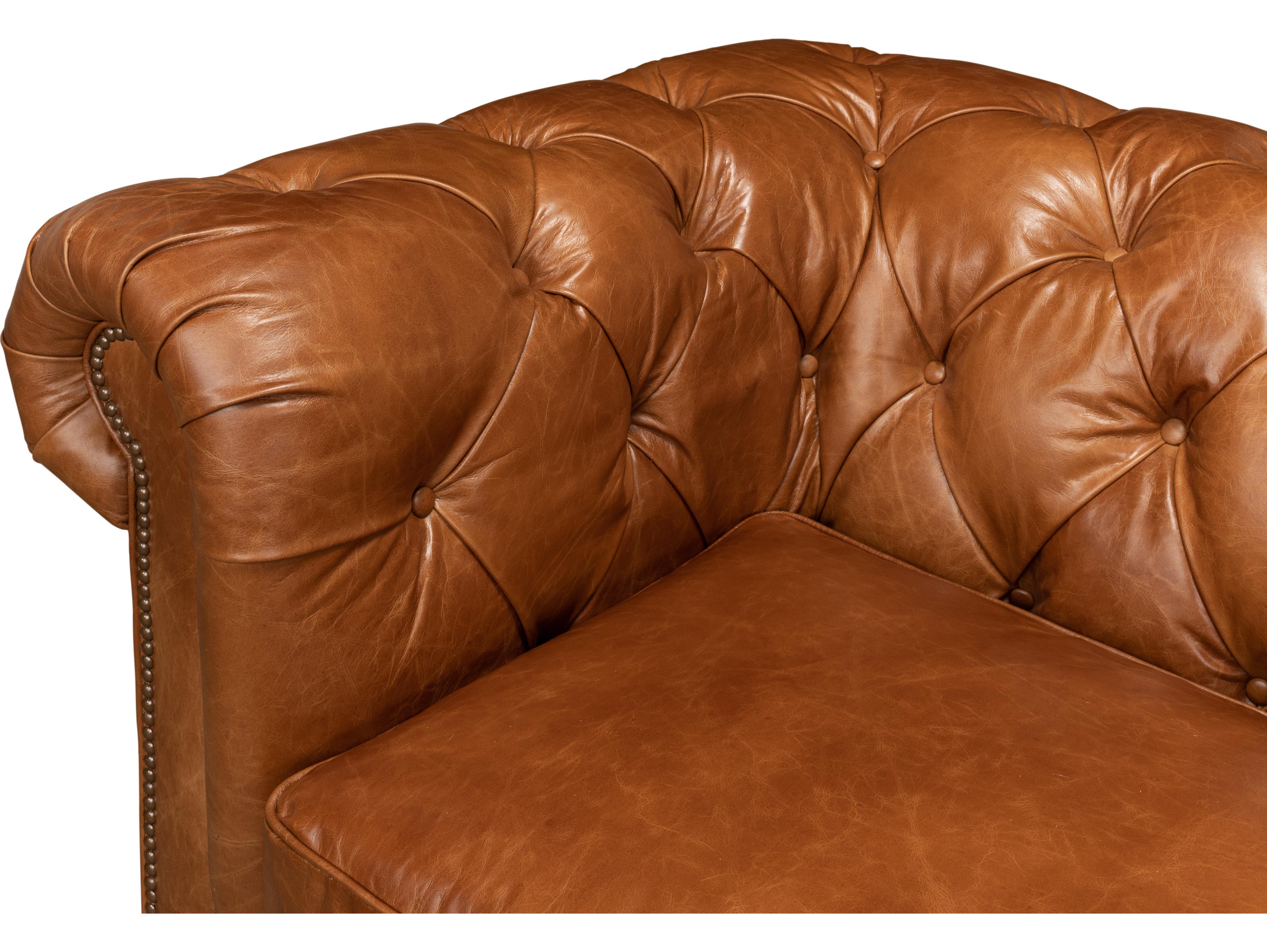 Sarreid Ltd Tufted English Club Sofa Cuba Brown