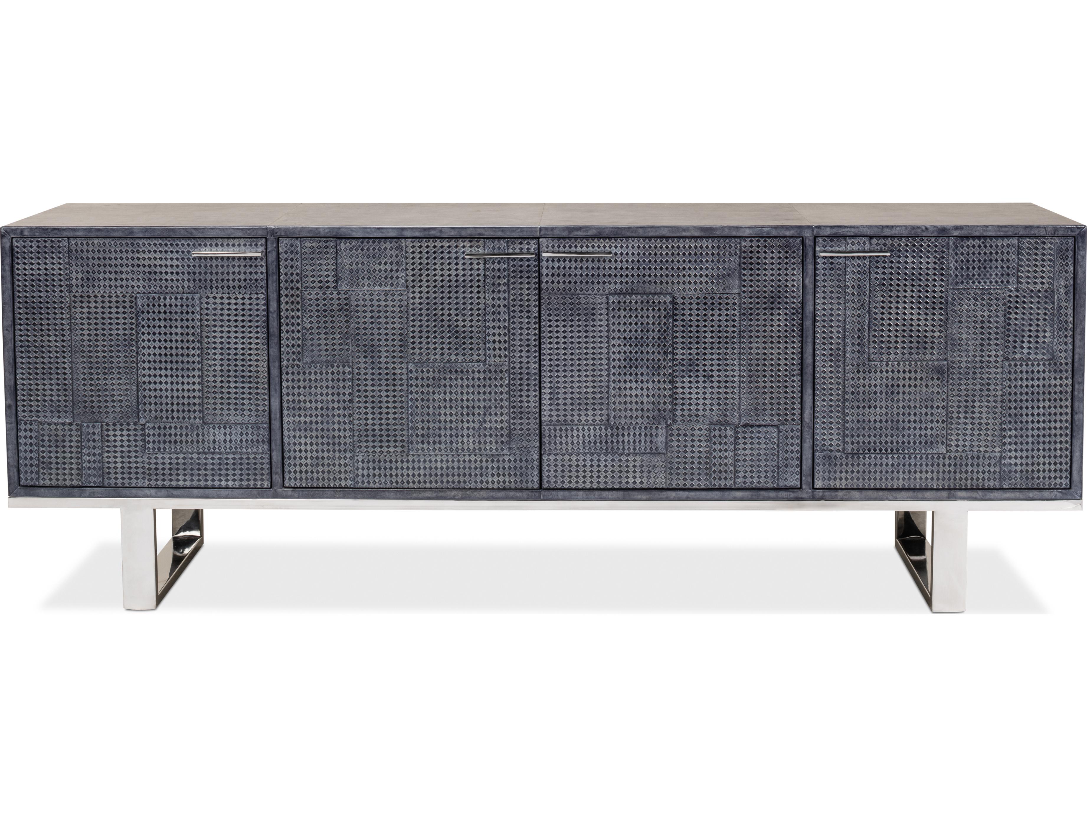 Sarreid Ltd Bronzini Credenza Embossed Blue Grey