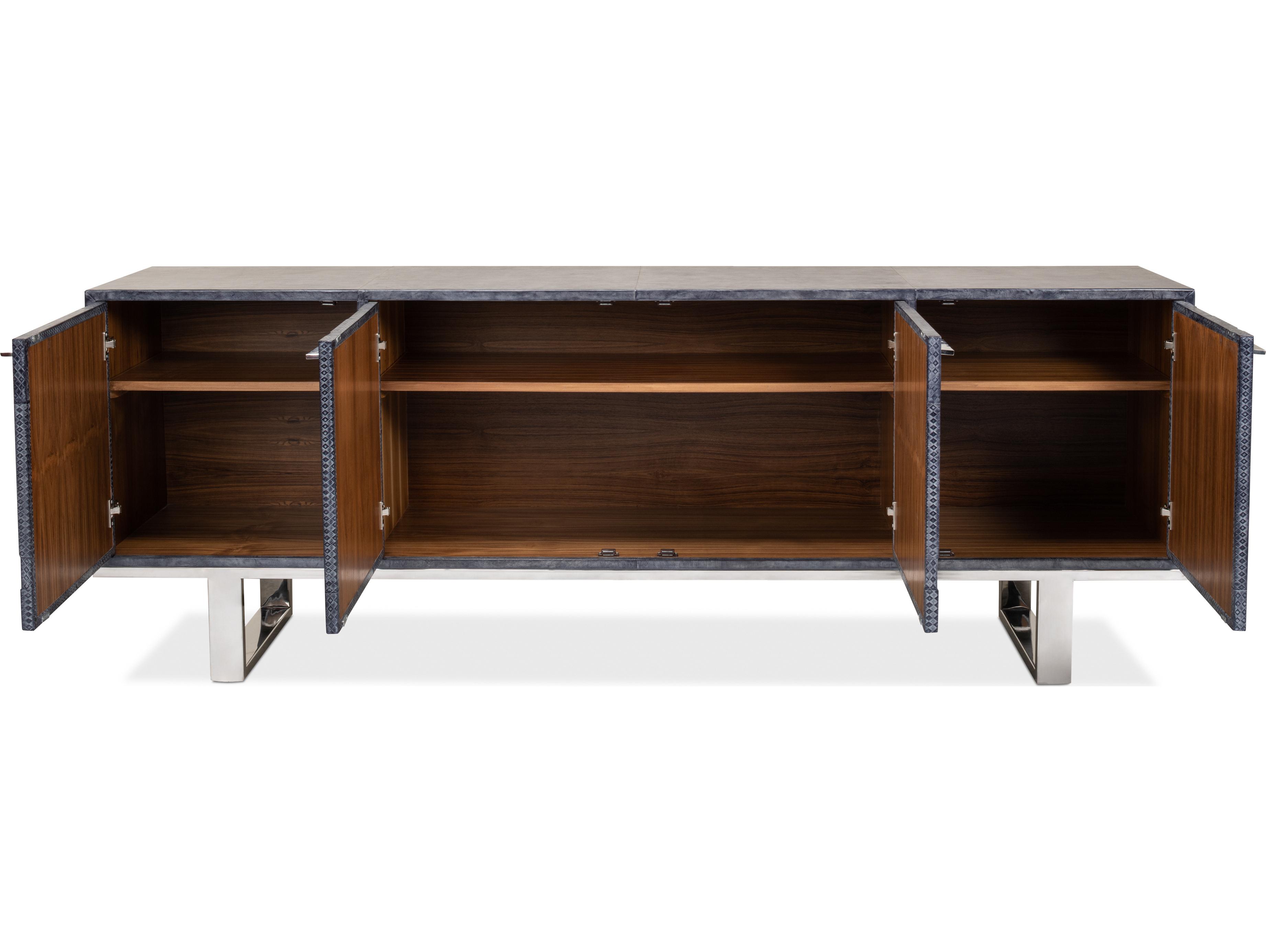 Sarreid Ltd Bronzini Credenza Embossed Blue Grey