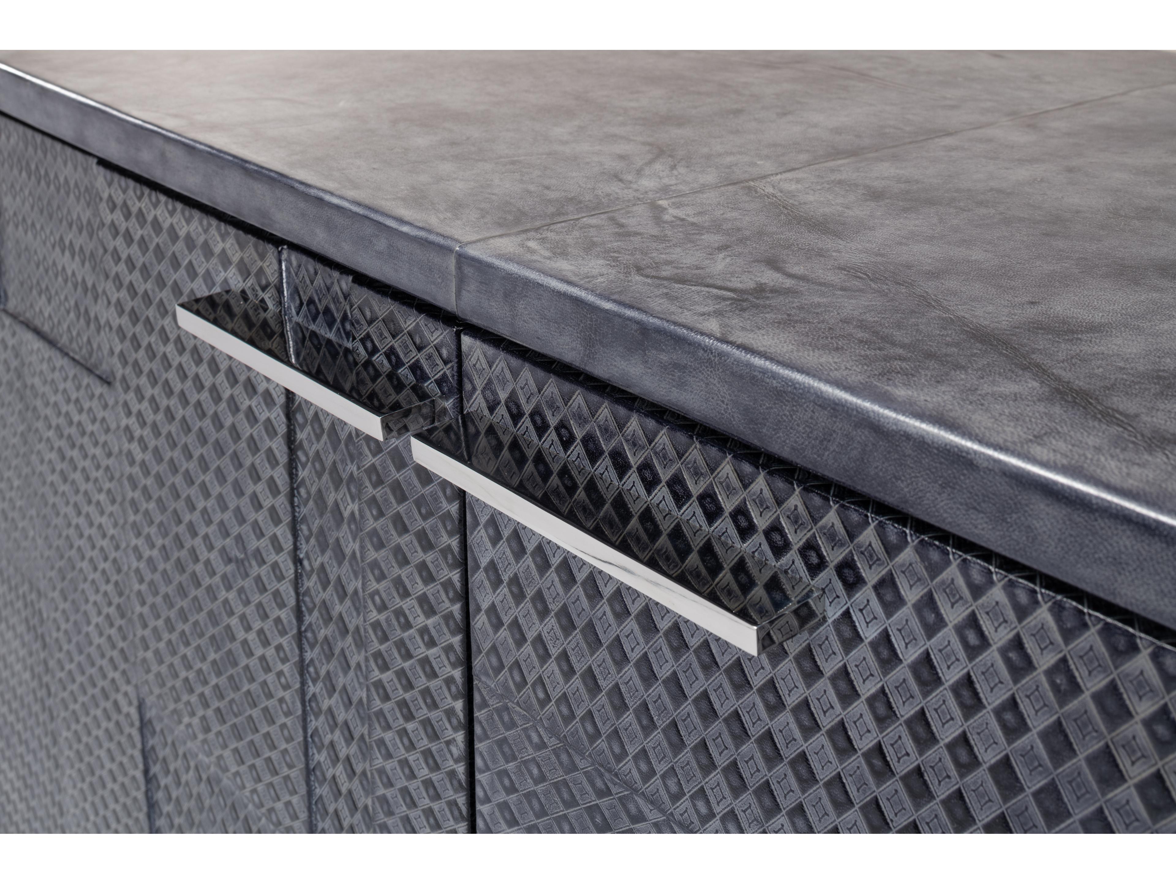 Sarreid Ltd Bronzini Credenza Embossed Blue Grey