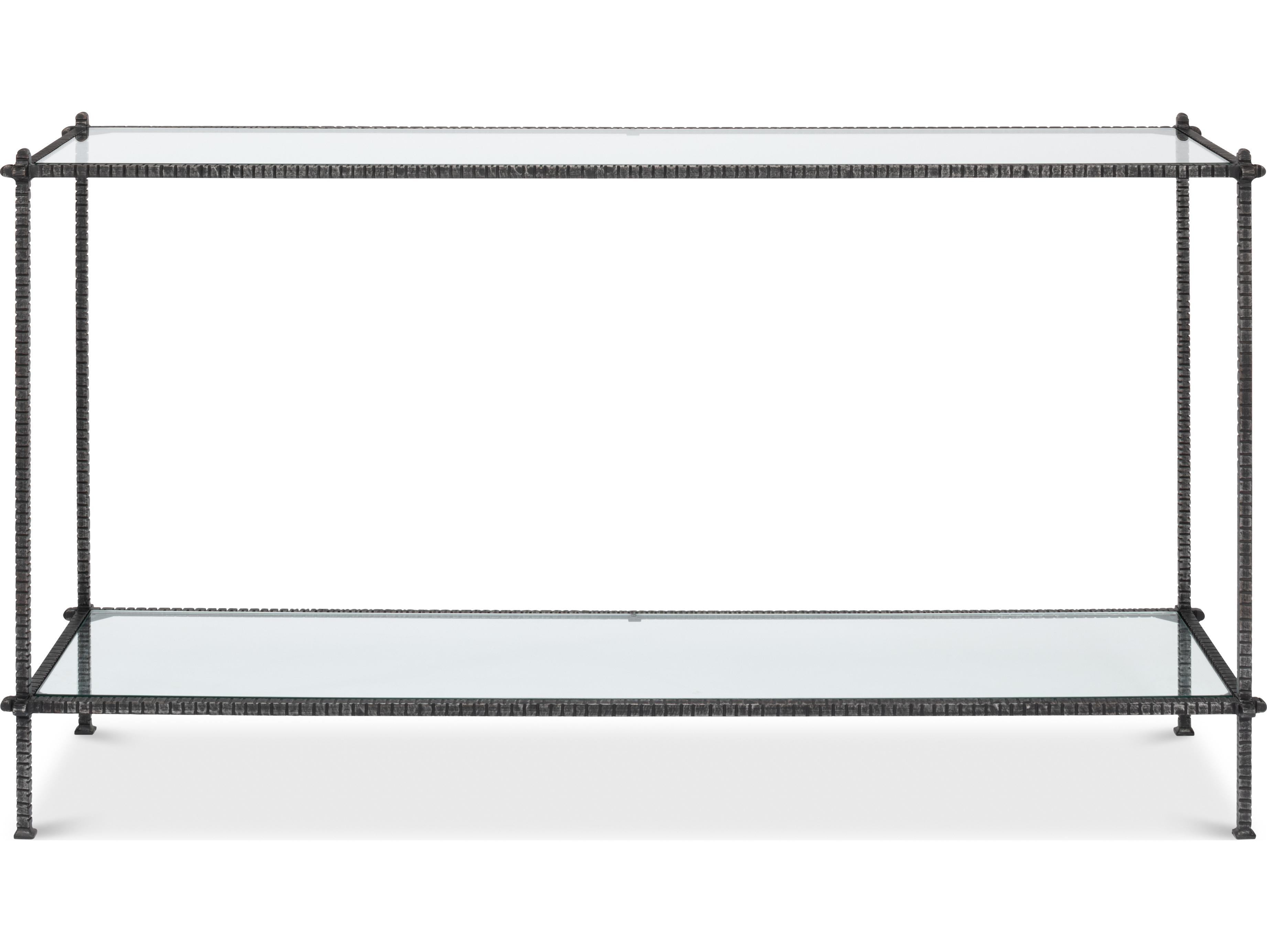 Sarreid Ltd Hand Chased Iron Console Table Glass Top