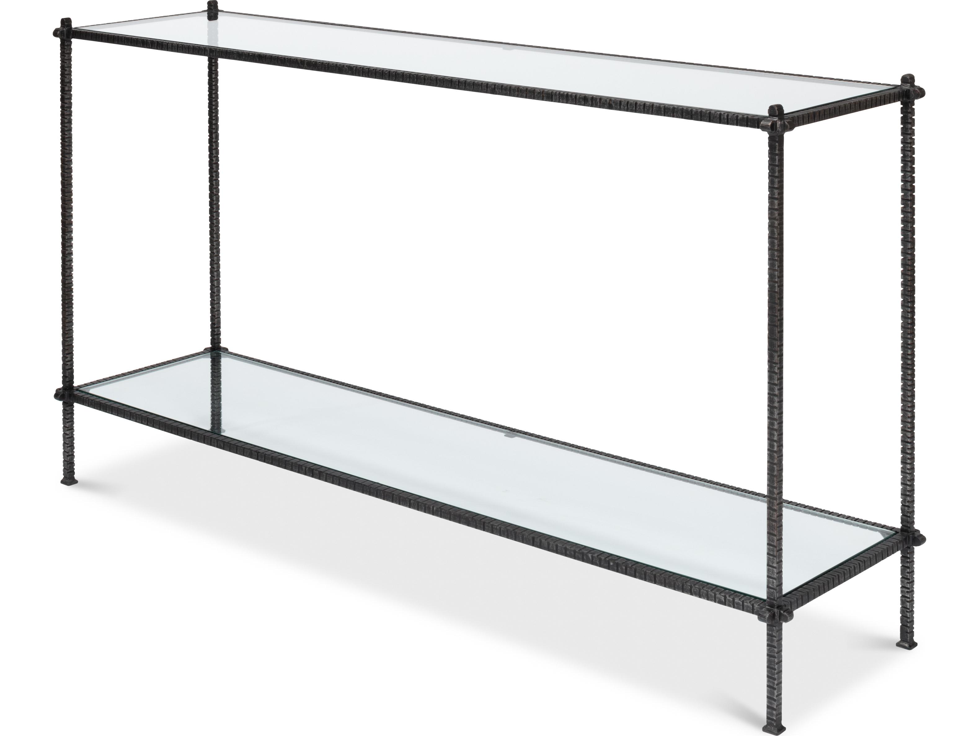 Sarreid Ltd Hand Chased Iron Console Table Glass Top