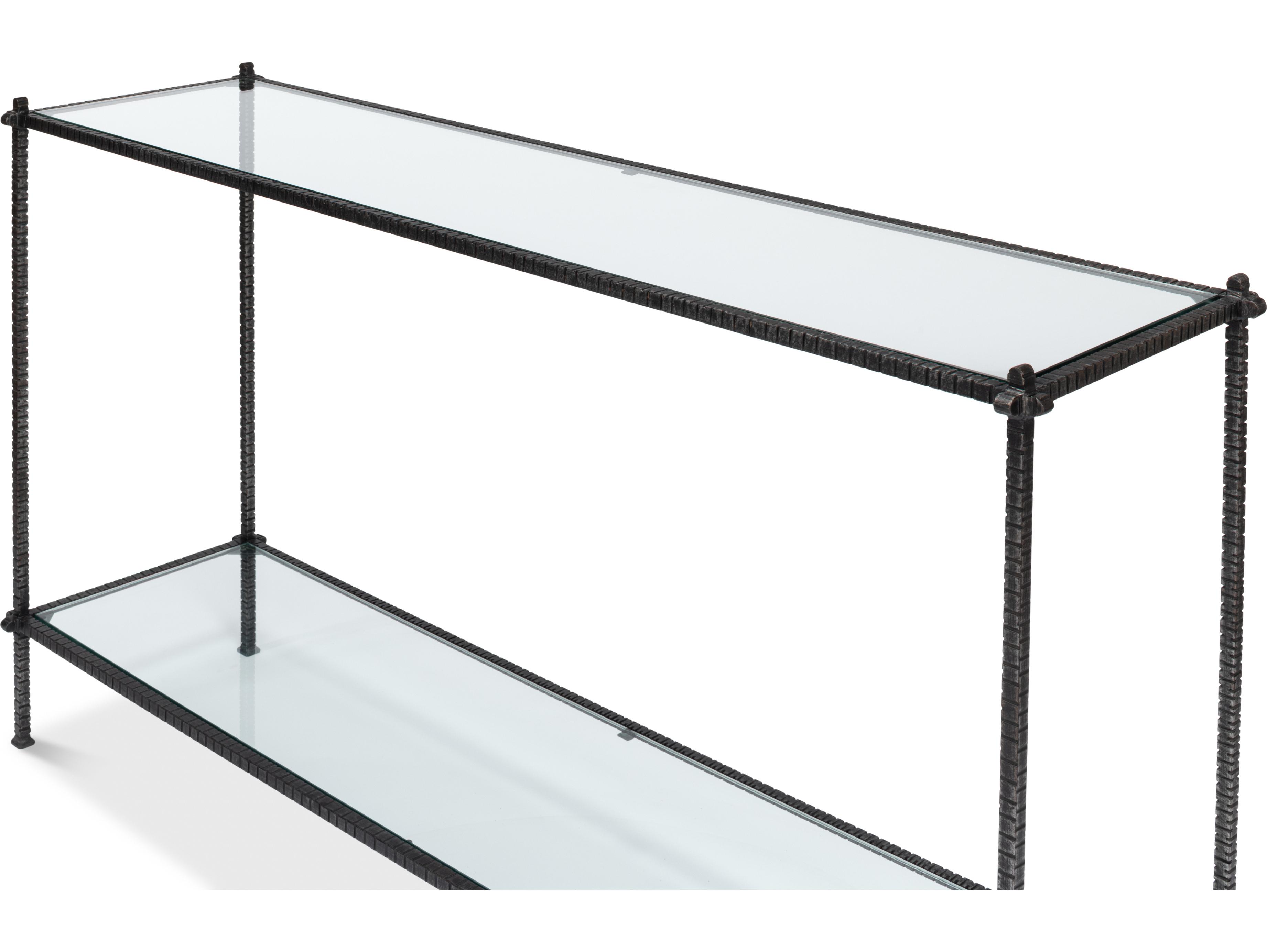 Sarreid Ltd Hand Chased Iron Console Table Glass Top