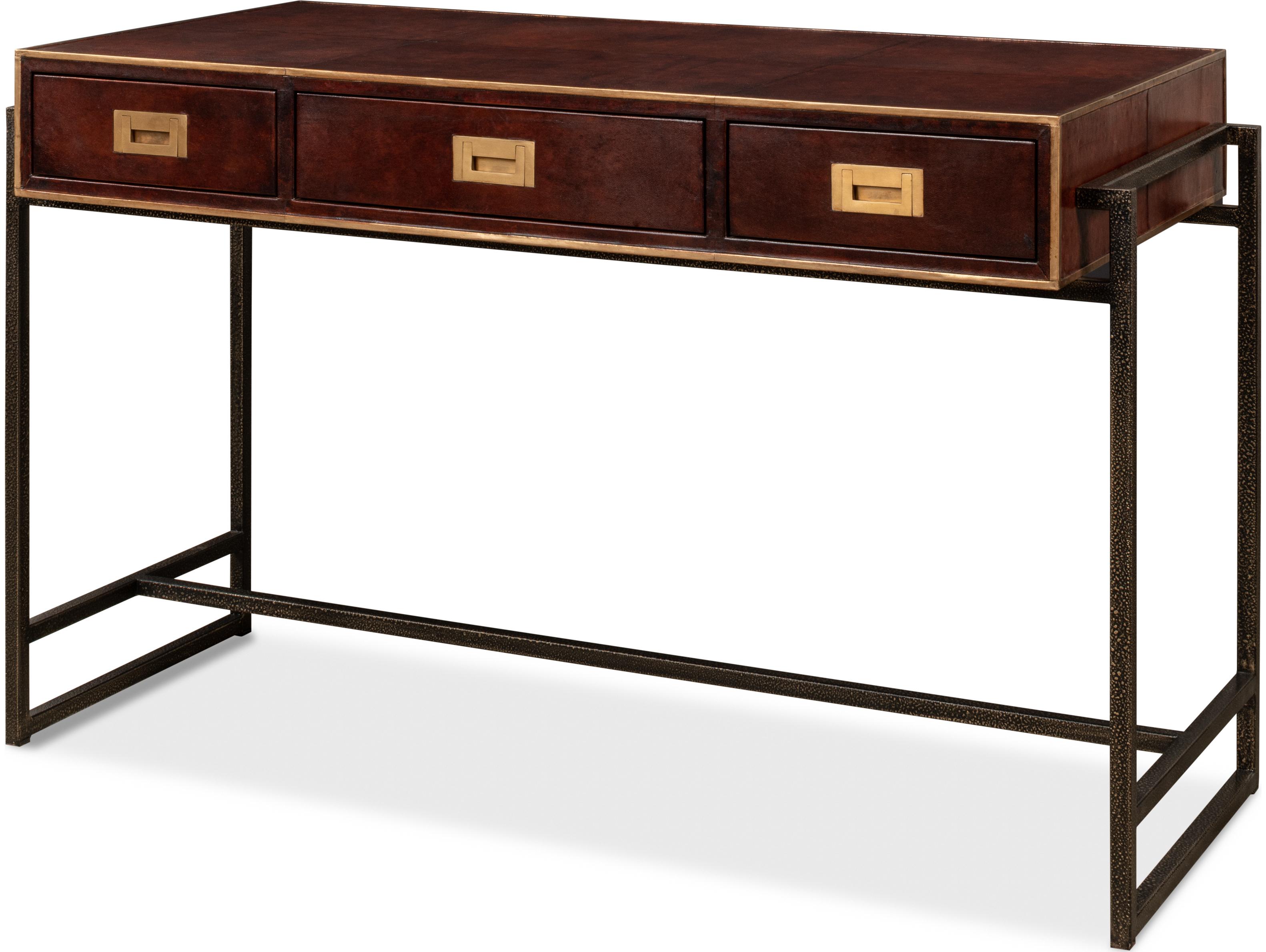 Sarreid Ltd Old Brown Leather Desk