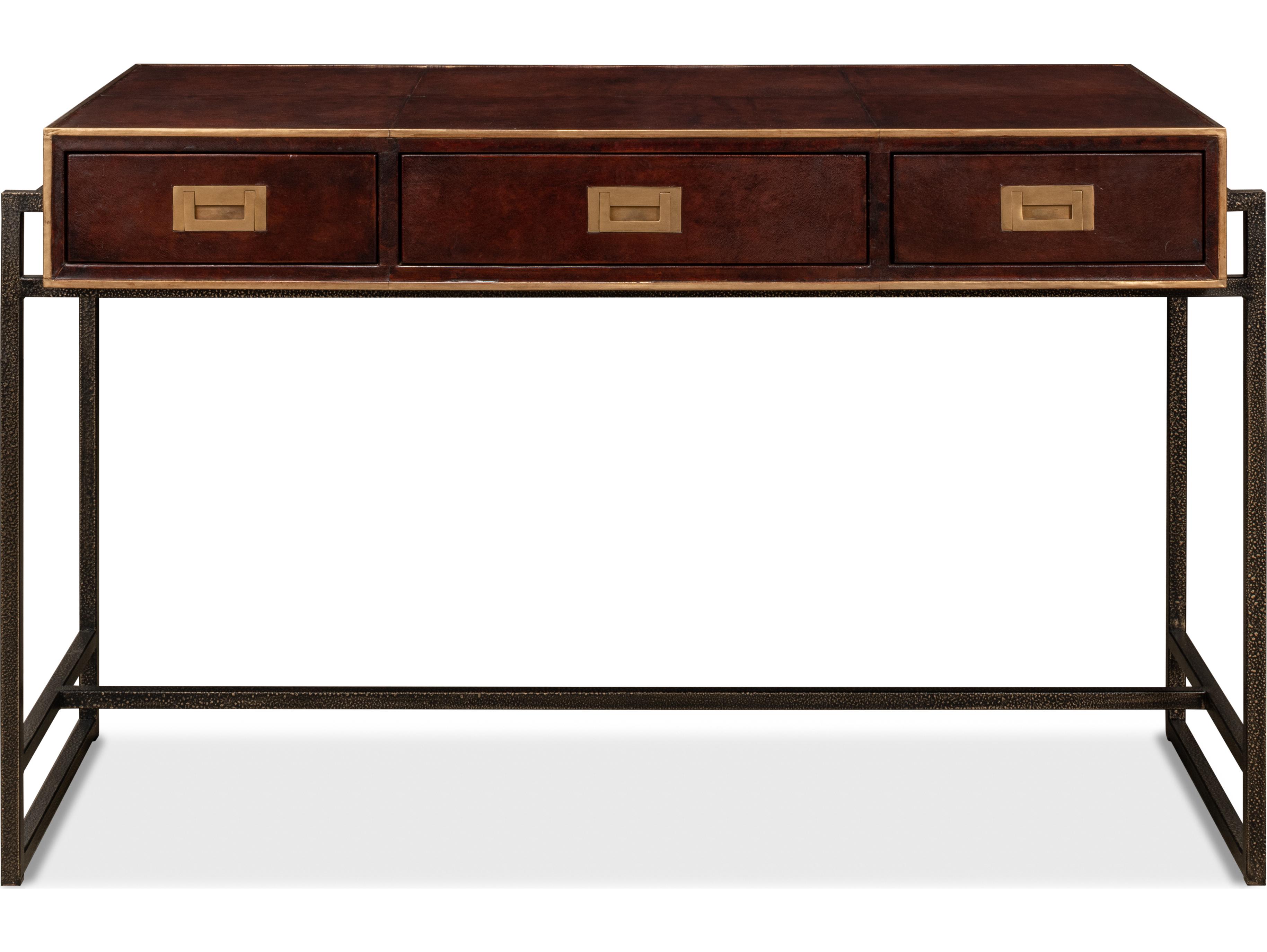 Sarreid Ltd Old Brown Leather Desk