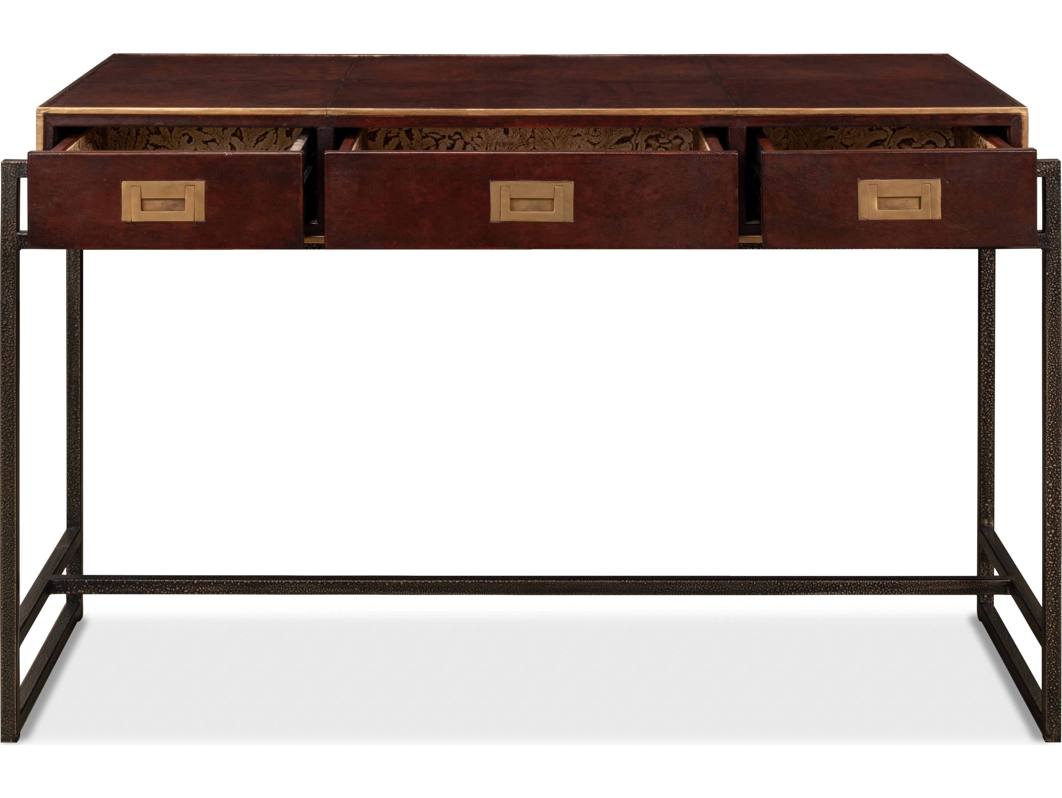 Sarreid Ltd Old Brown Leather Desk