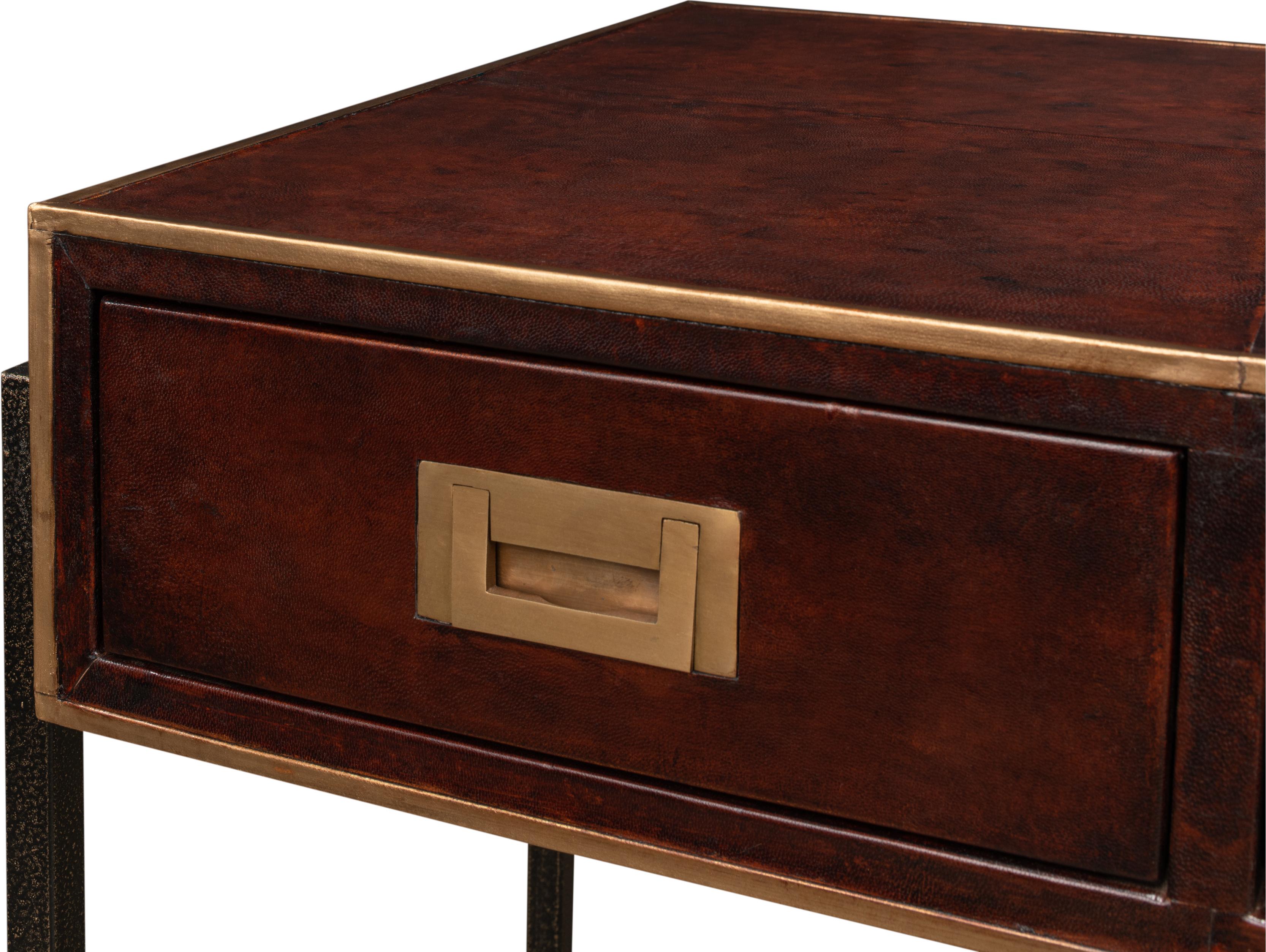 Sarreid Ltd Old Brown Leather Desk