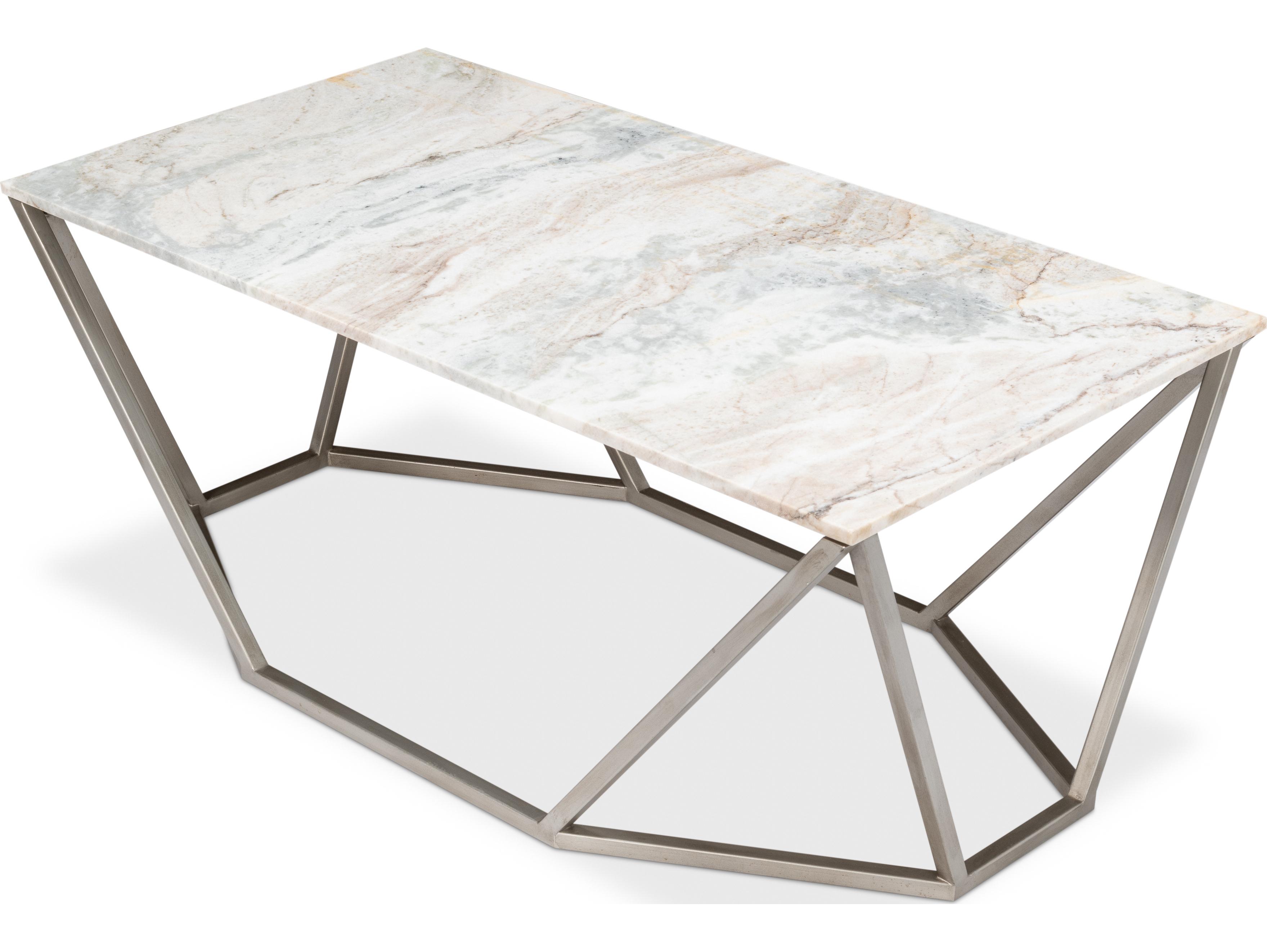 Sarreid Ltd Trapezoid Coffee Table Marble Top
