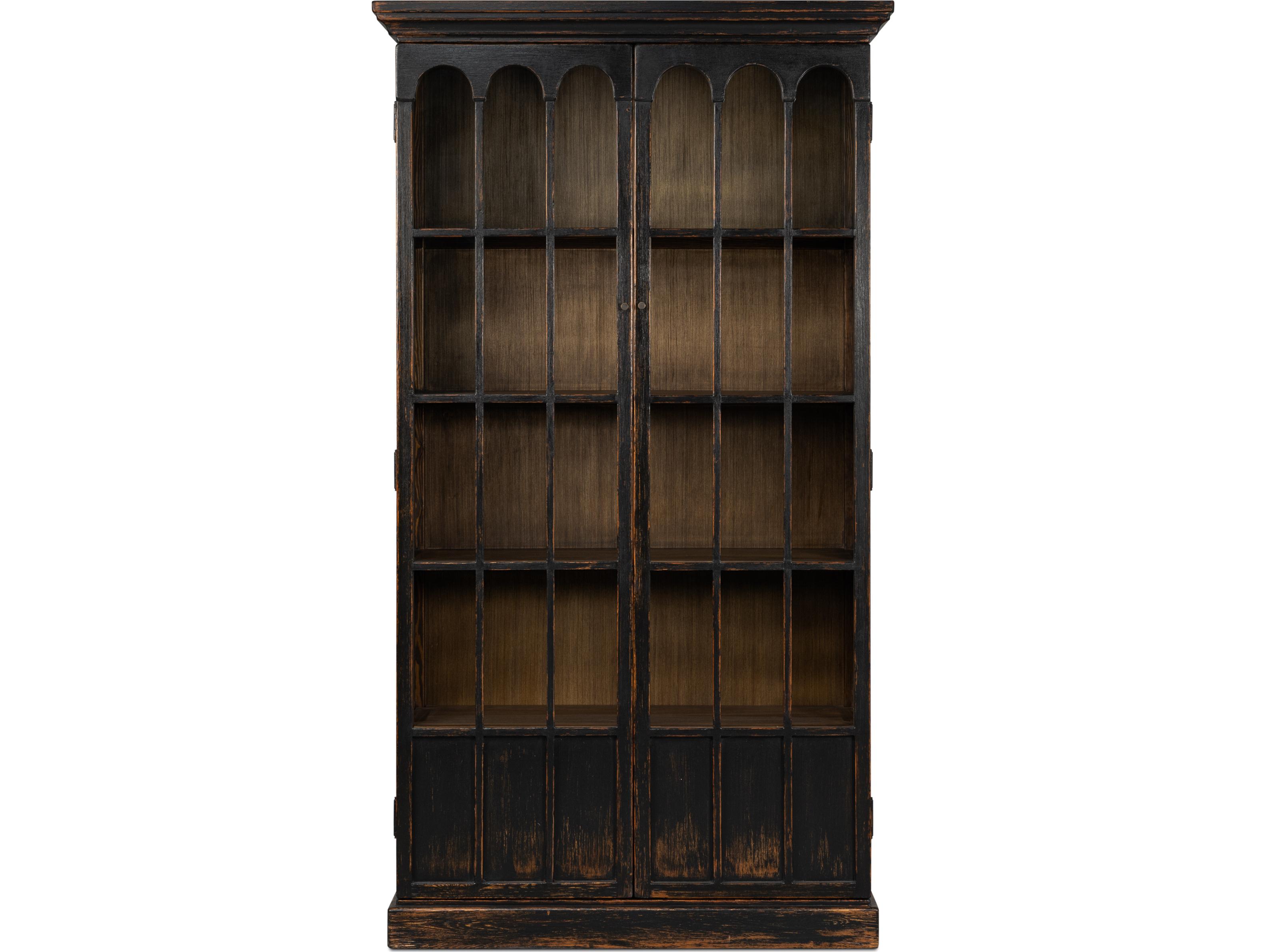 Sarreid Ltd Edgar Allan Glass Bookcase Antique Black