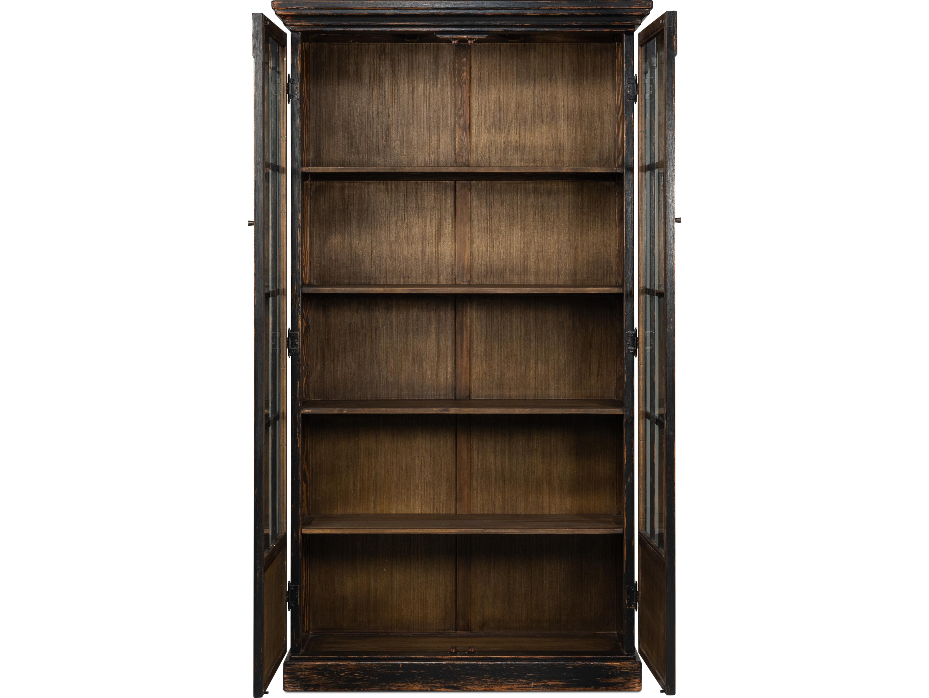 Sarreid Ltd Edgar Allan Glass Bookcase Antique Black