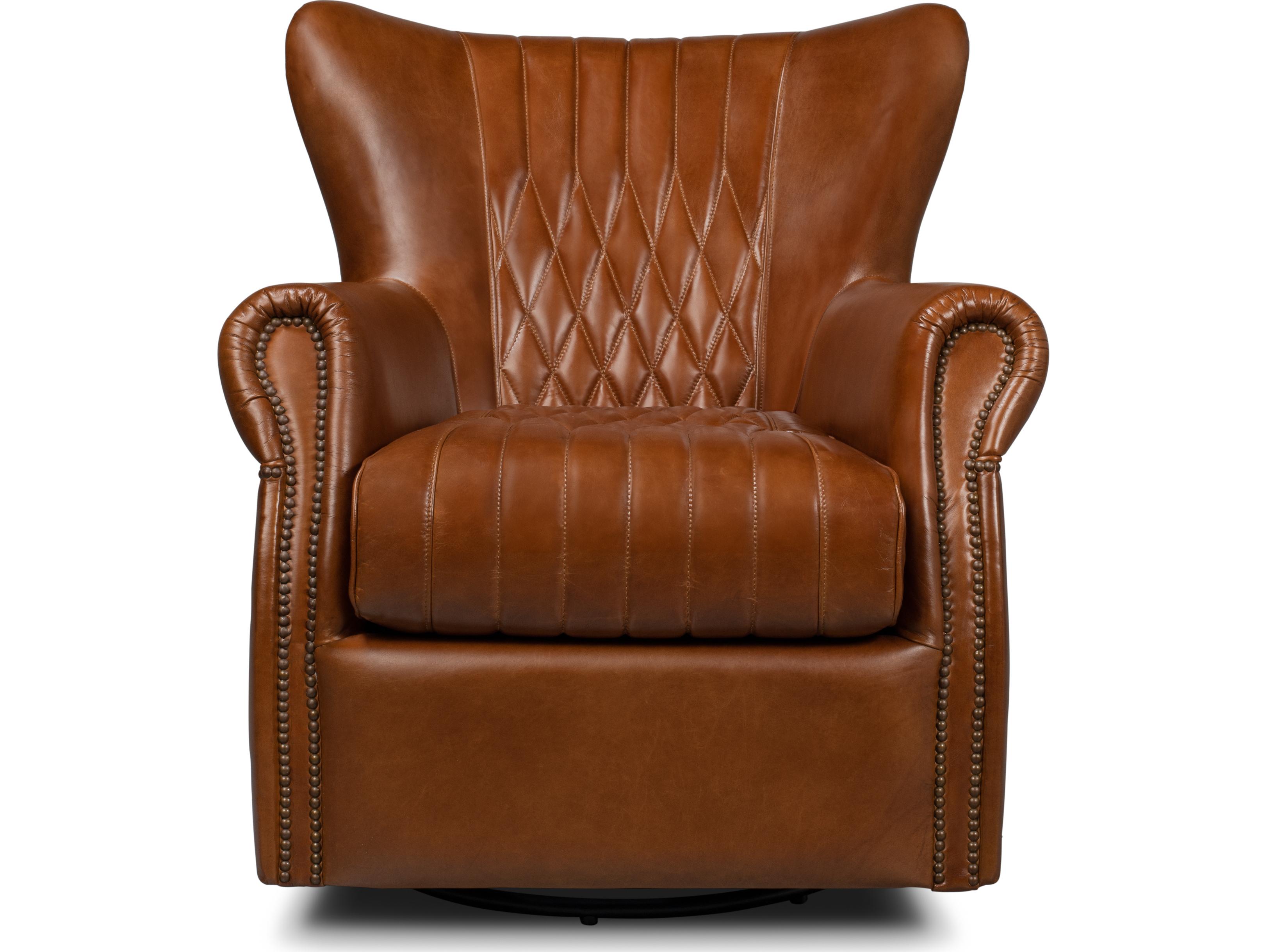 Sarreid Ltd Bugatti Leather Swivel Chair