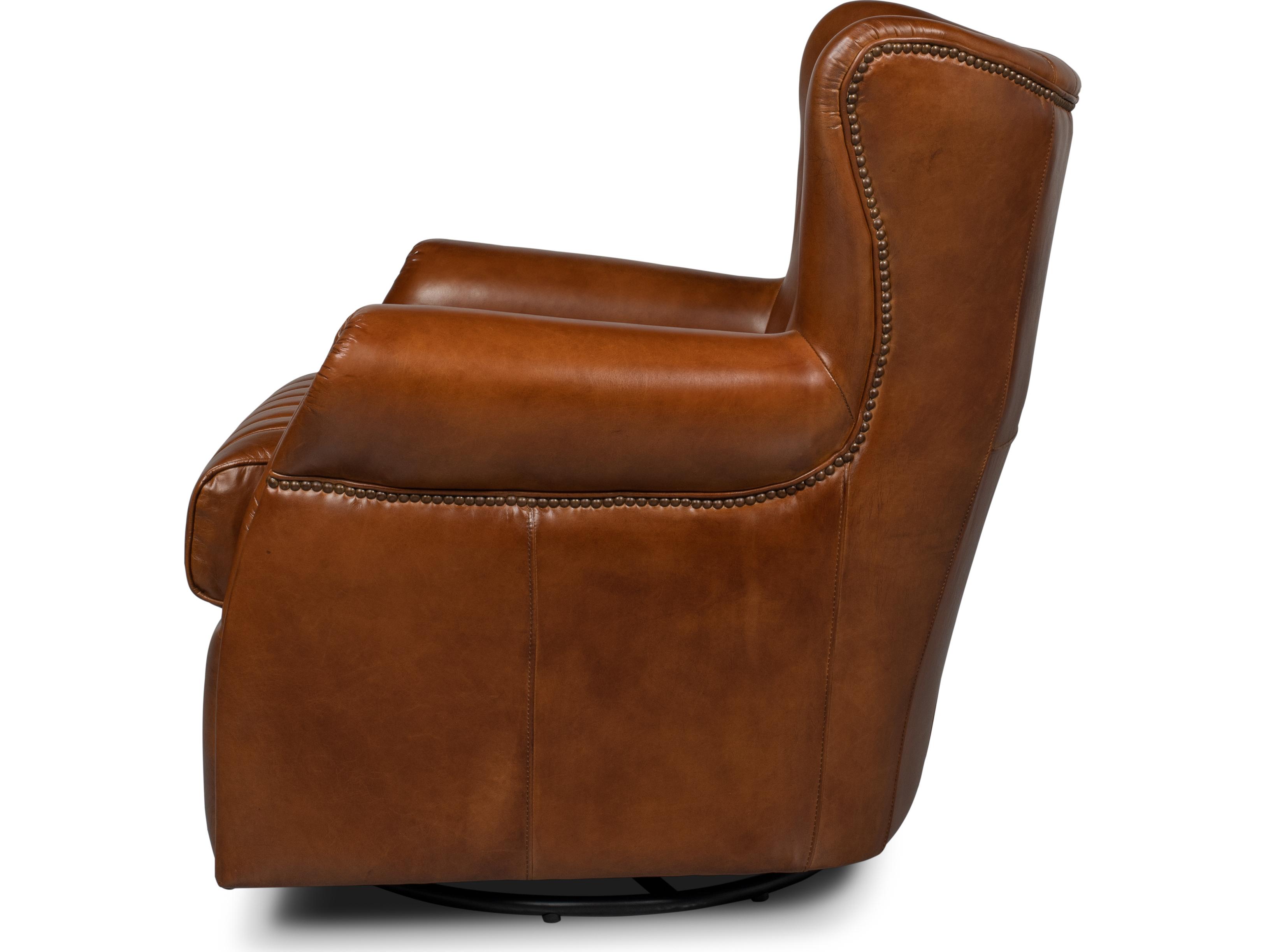 Sarreid Ltd Bugatti Leather Swivel Chair