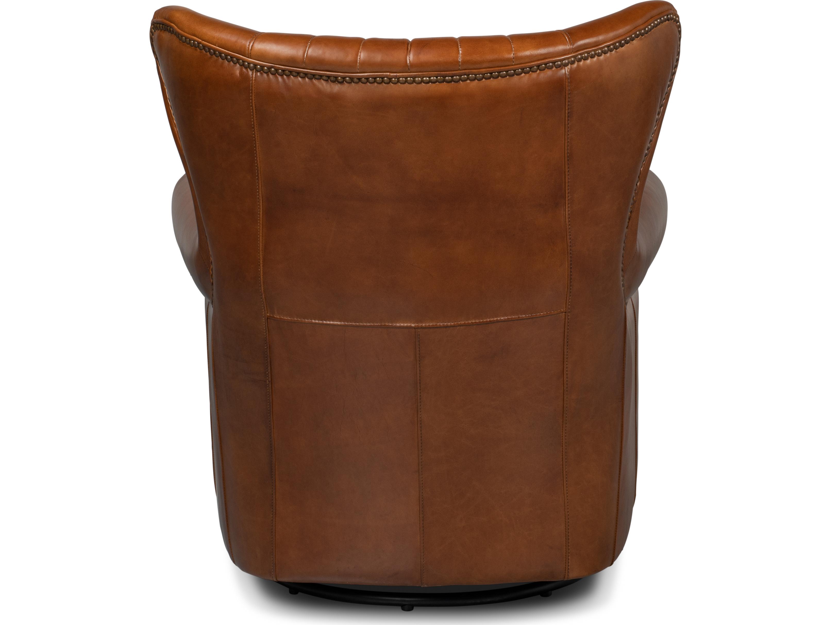 Sarreid Ltd Bugatti Leather Swivel Chair