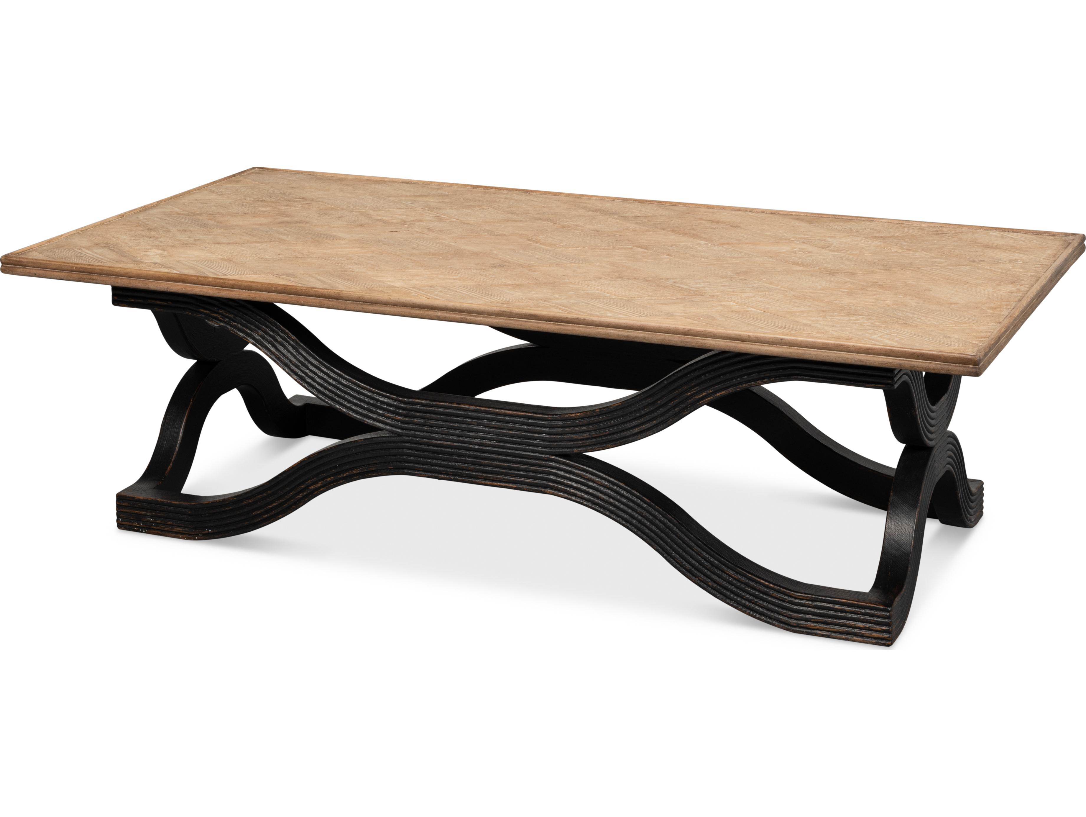Sarreid Ltd Wavy Coffee Table Antique Black
