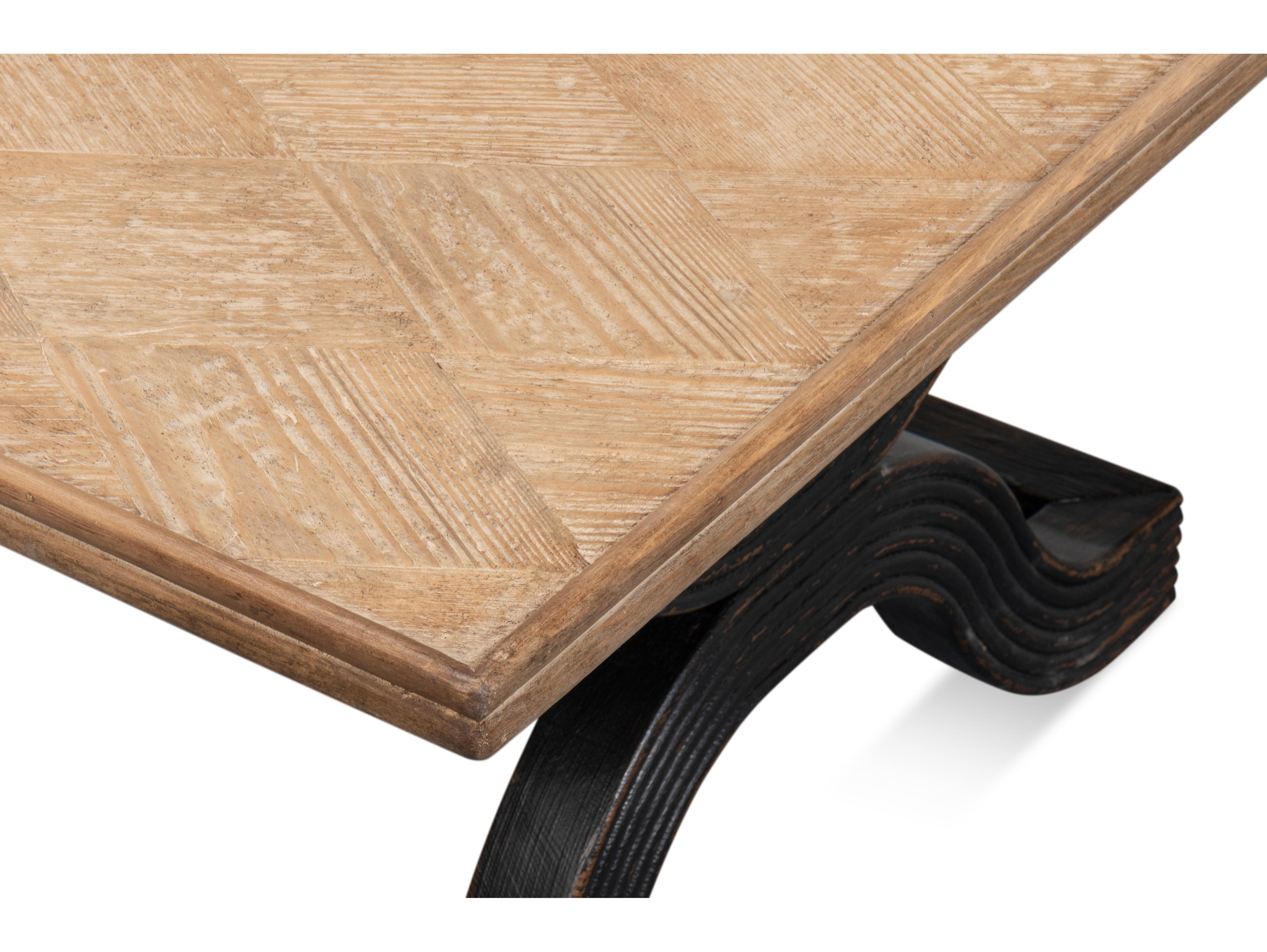 Sarreid Ltd Wavy Coffee Table Antique Black