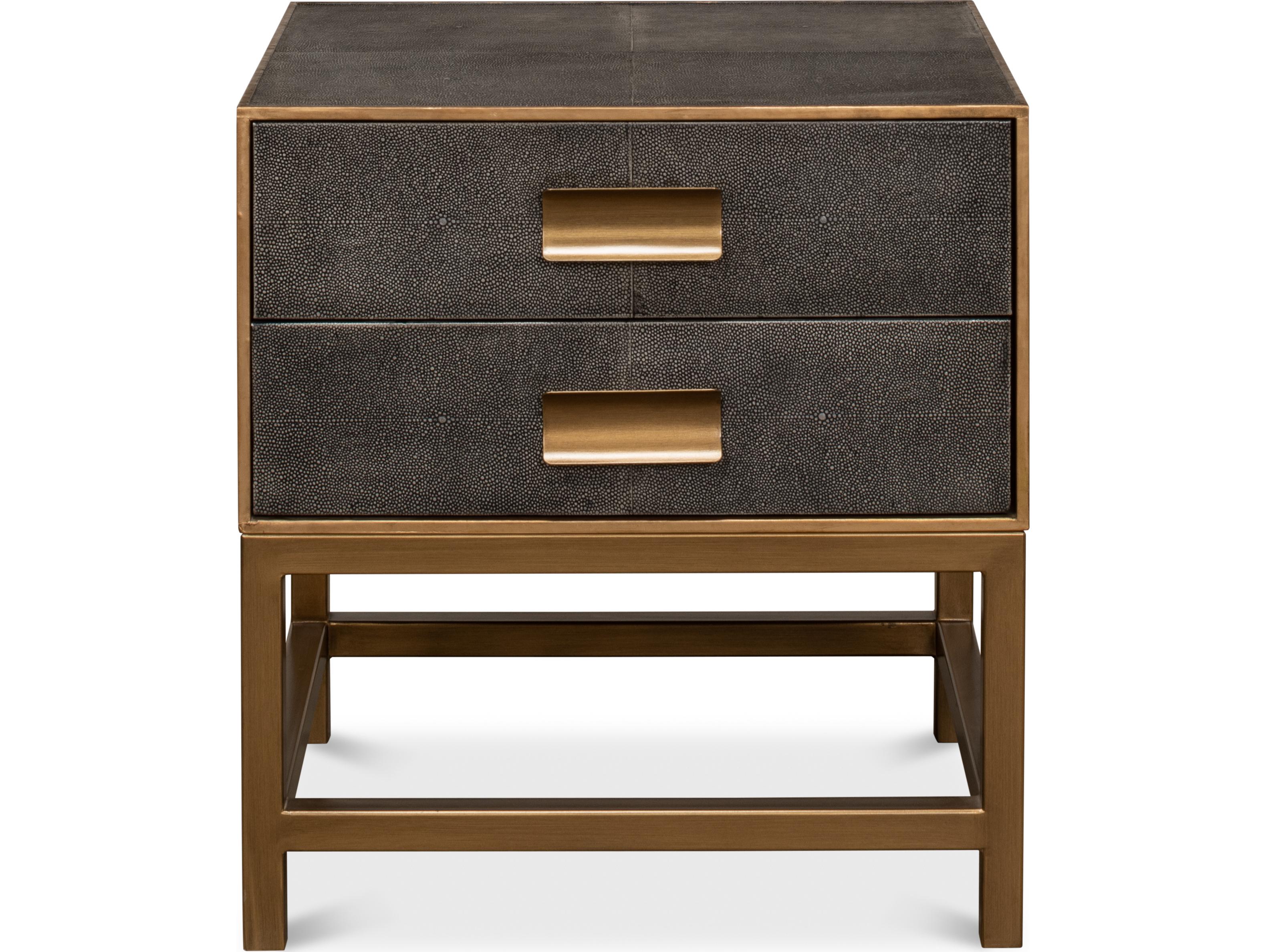 Sarreid Ltd Gideon Shagreen Side Table Antique Grey