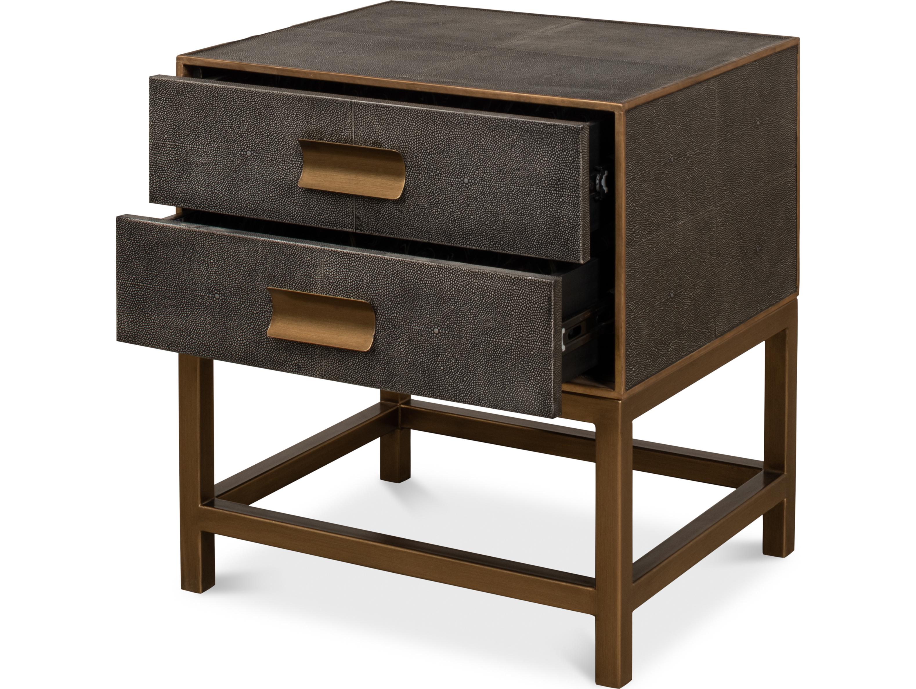 Sarreid Ltd Gideon Shagreen Side Table Antique Grey