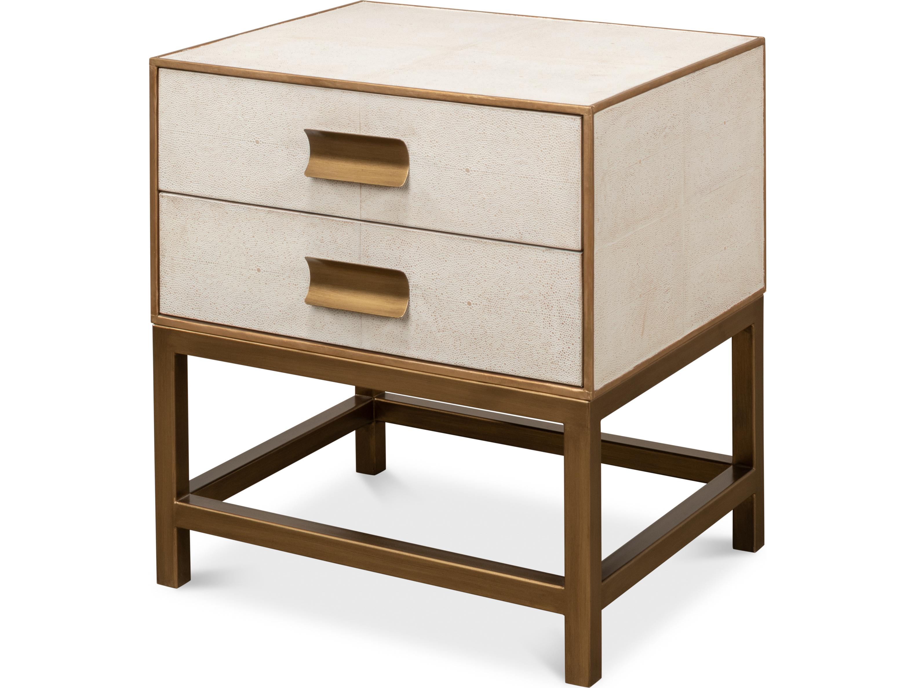 Sarreid Ltd Gideon Shagreen Side Table Osprey White