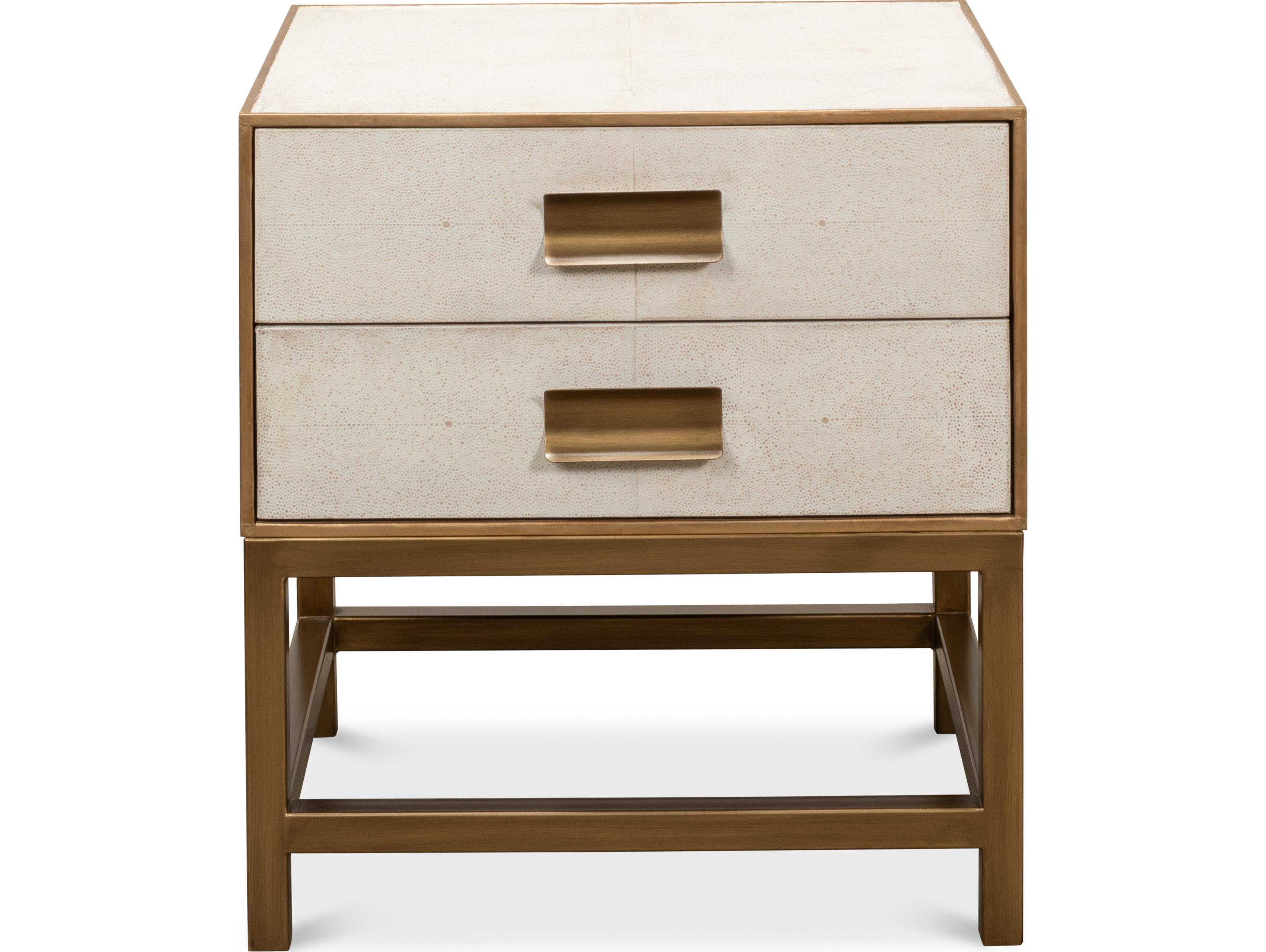 Sarreid Ltd Gideon Shagreen Side Table Osprey White