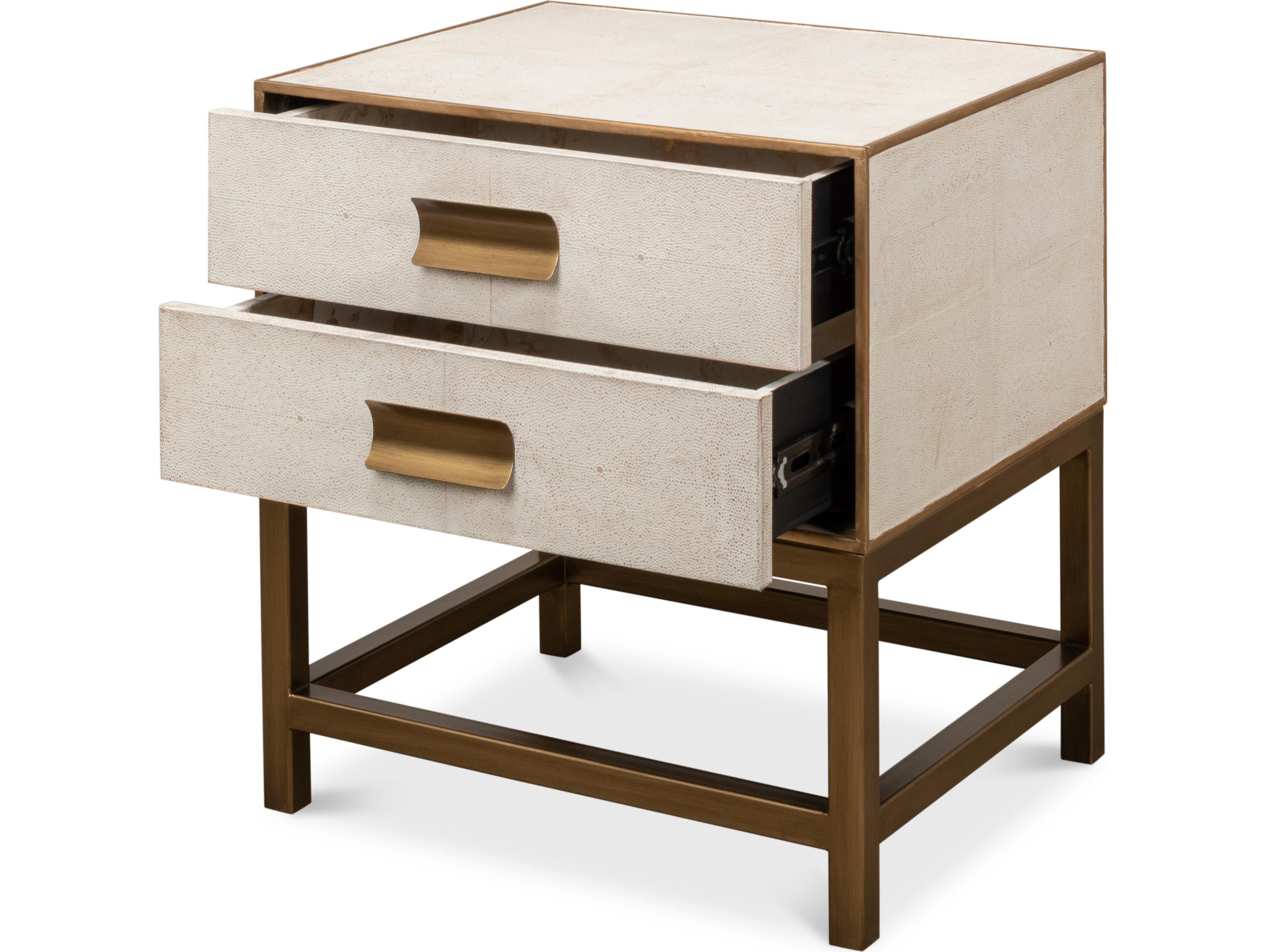 Sarreid Ltd Gideon Shagreen Side Table Osprey White