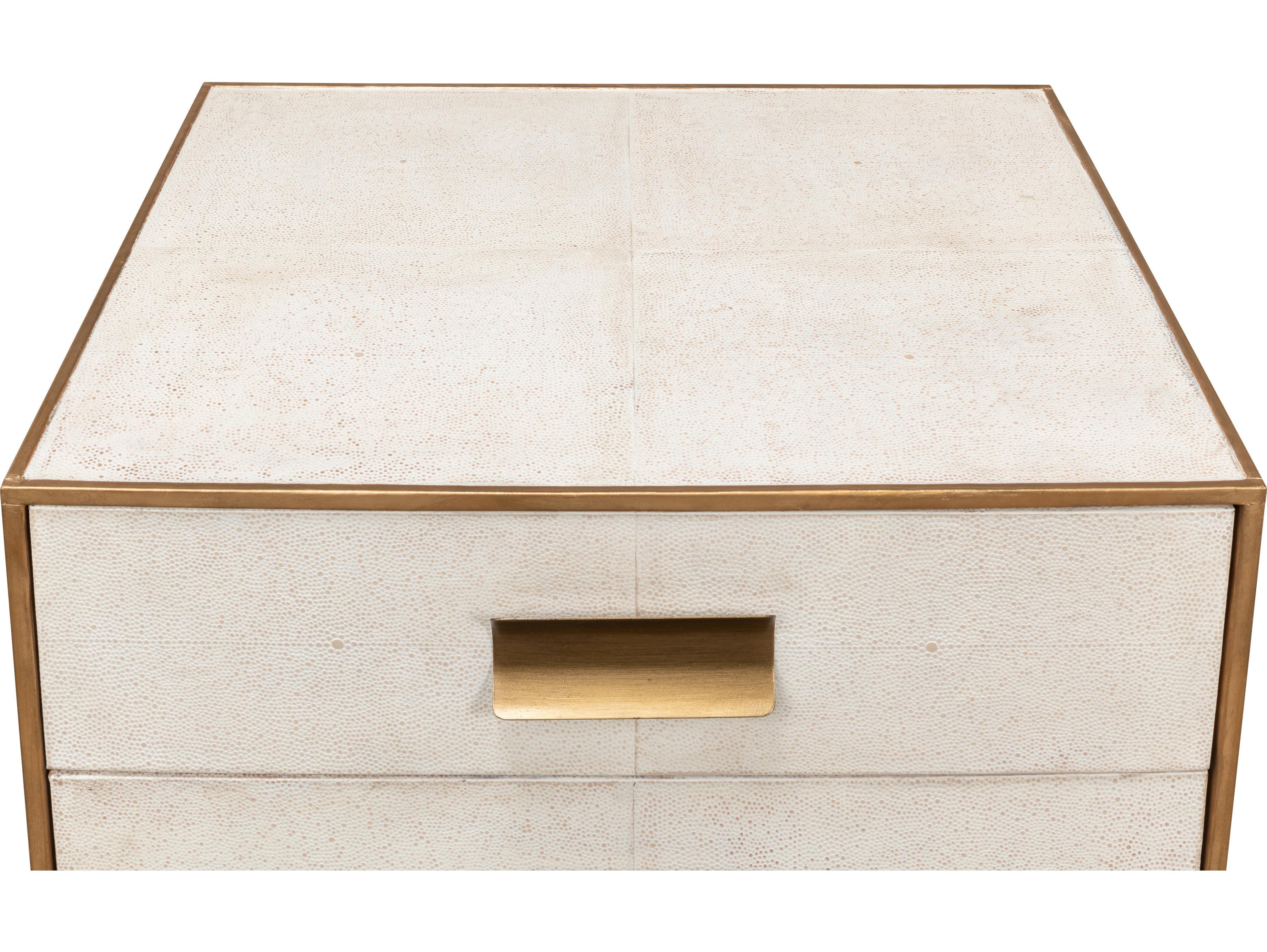 Sarreid Ltd Gideon Shagreen Side Table Osprey White