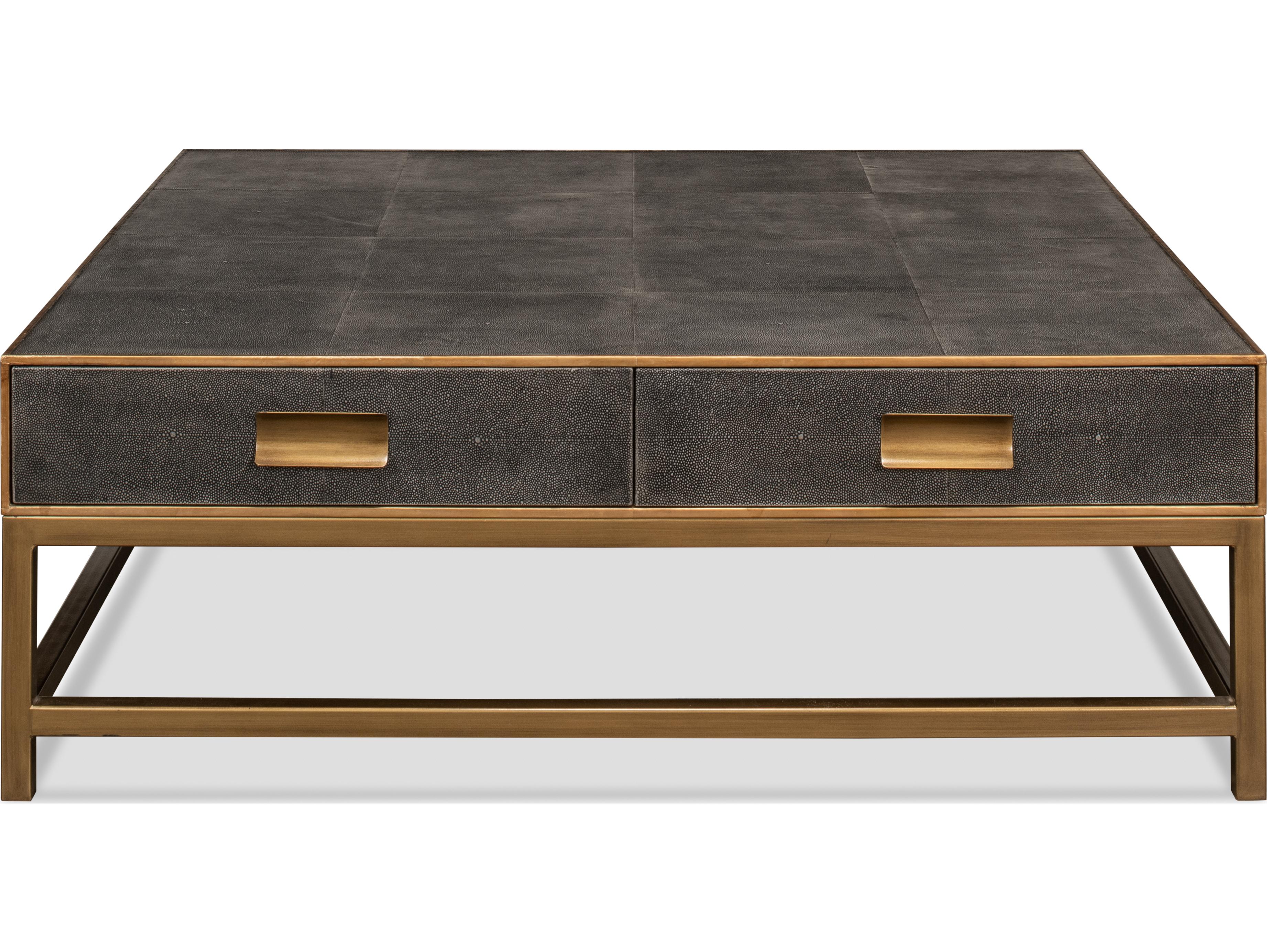 Sarreid Ltd Gideon Shagreen Square Coffee Table Antique Grey
