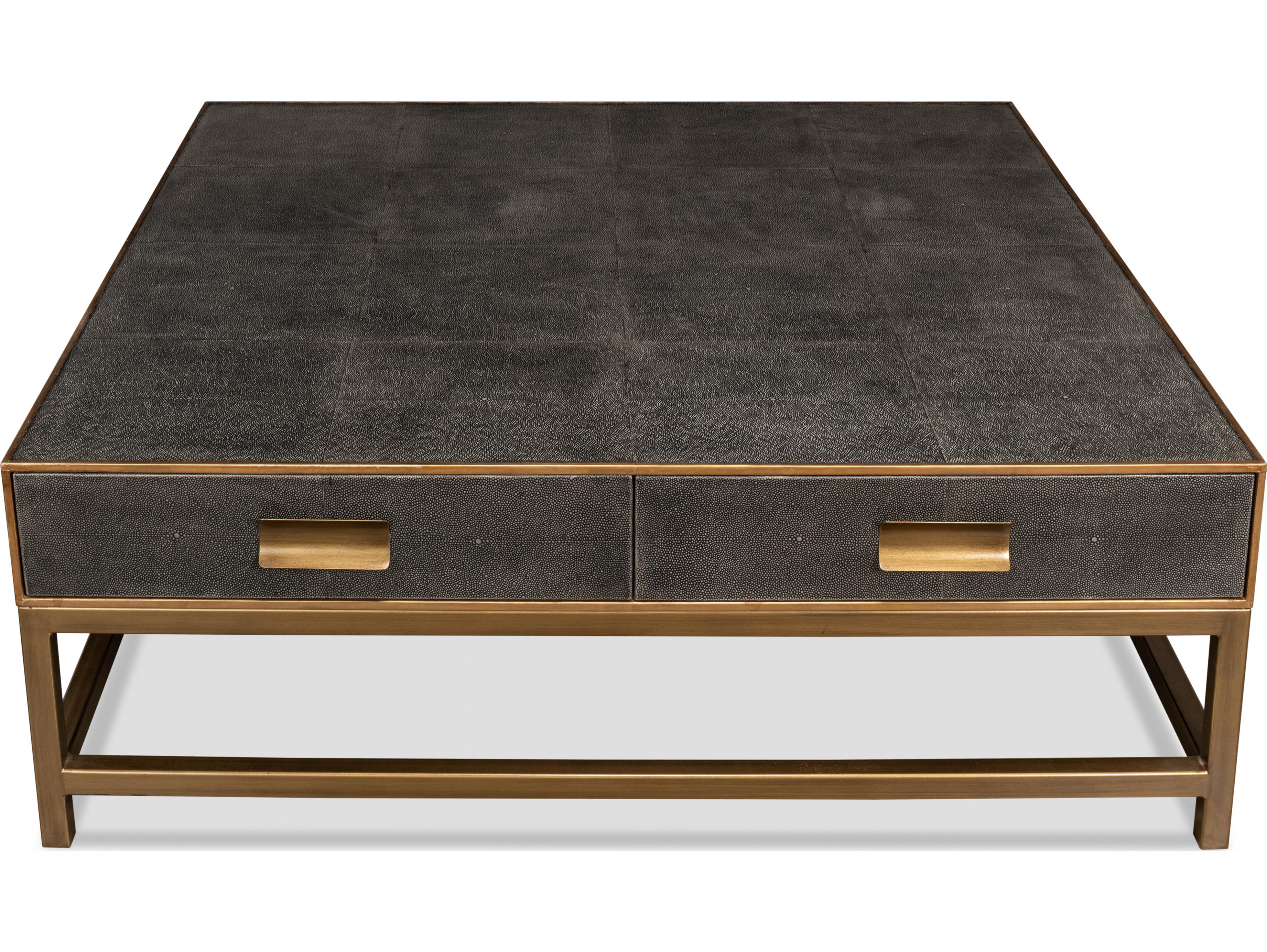 Sarreid Ltd Gideon Shagreen Square Coffee Table Antique Grey