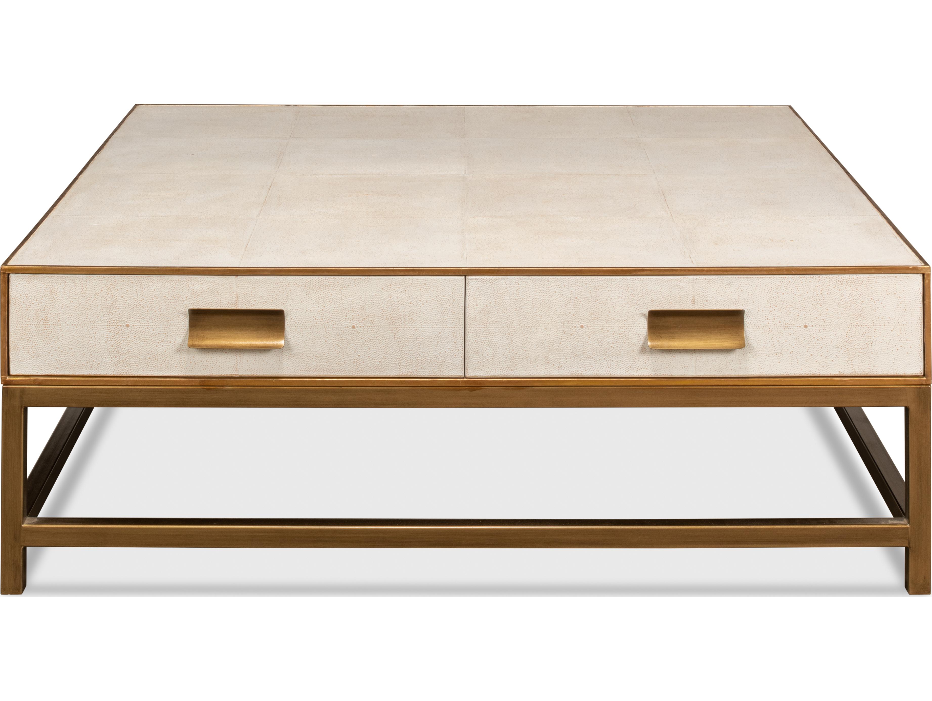 Sarreid Ltd Gideon Shagreen Square Coffee Table White