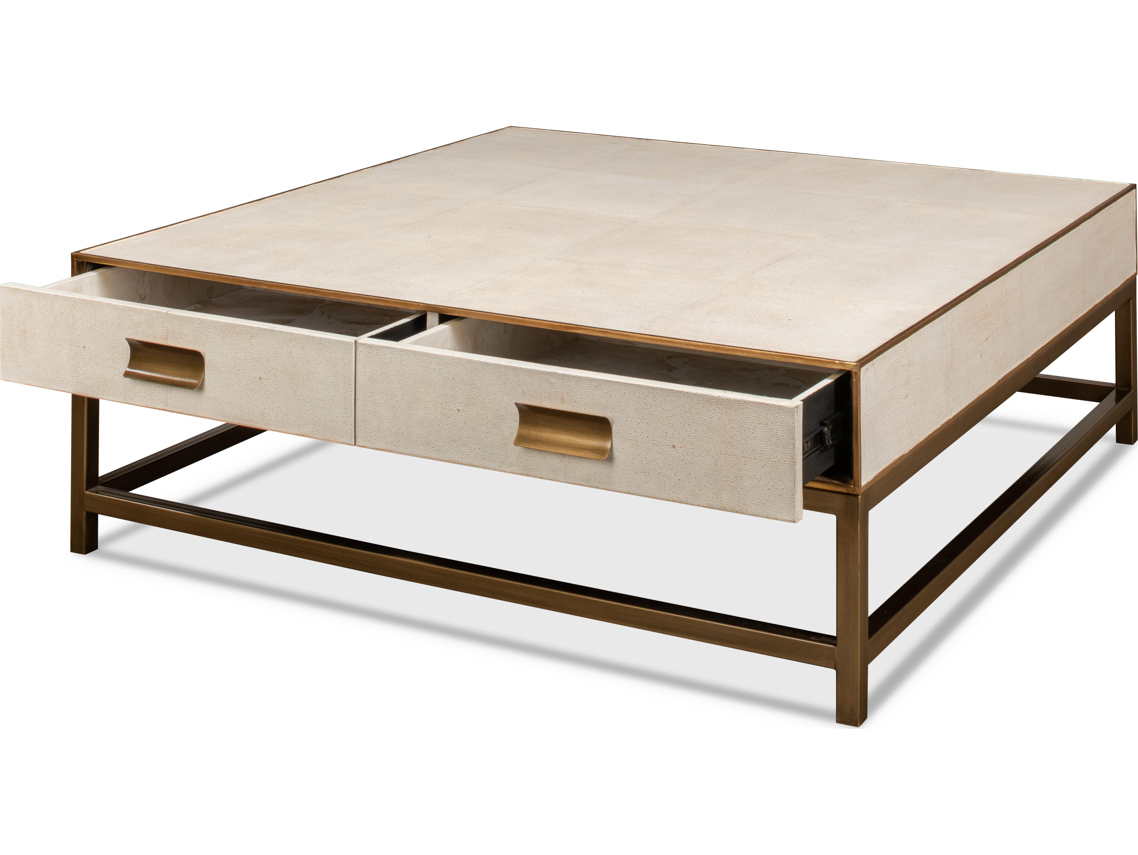 Sarreid Ltd Gideon Shagreen Square Coffee Table White