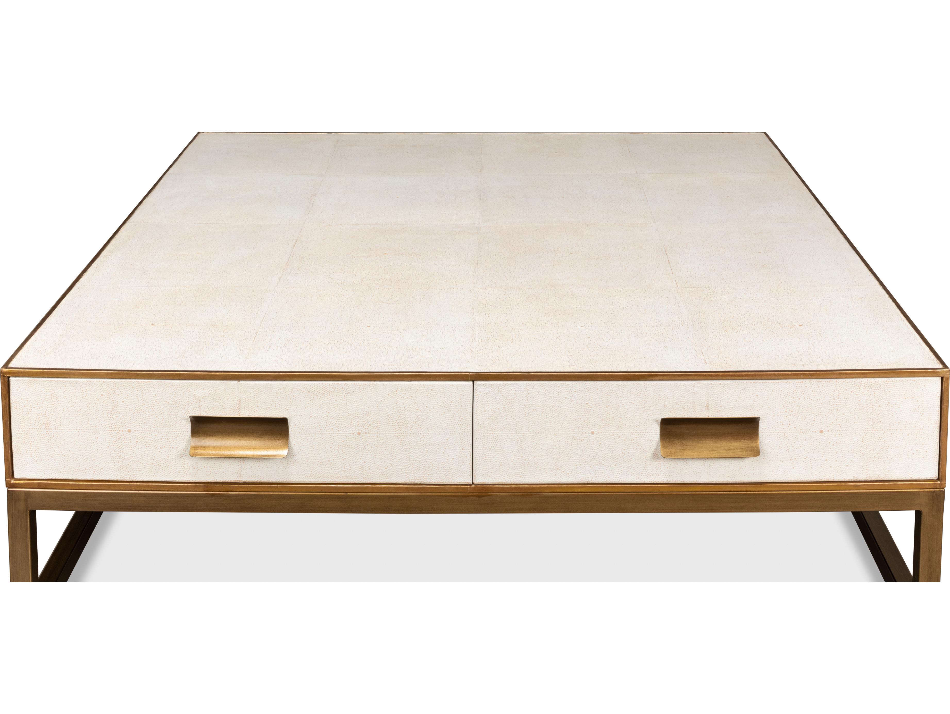 Sarreid Ltd Gideon Shagreen Square Coffee Table White