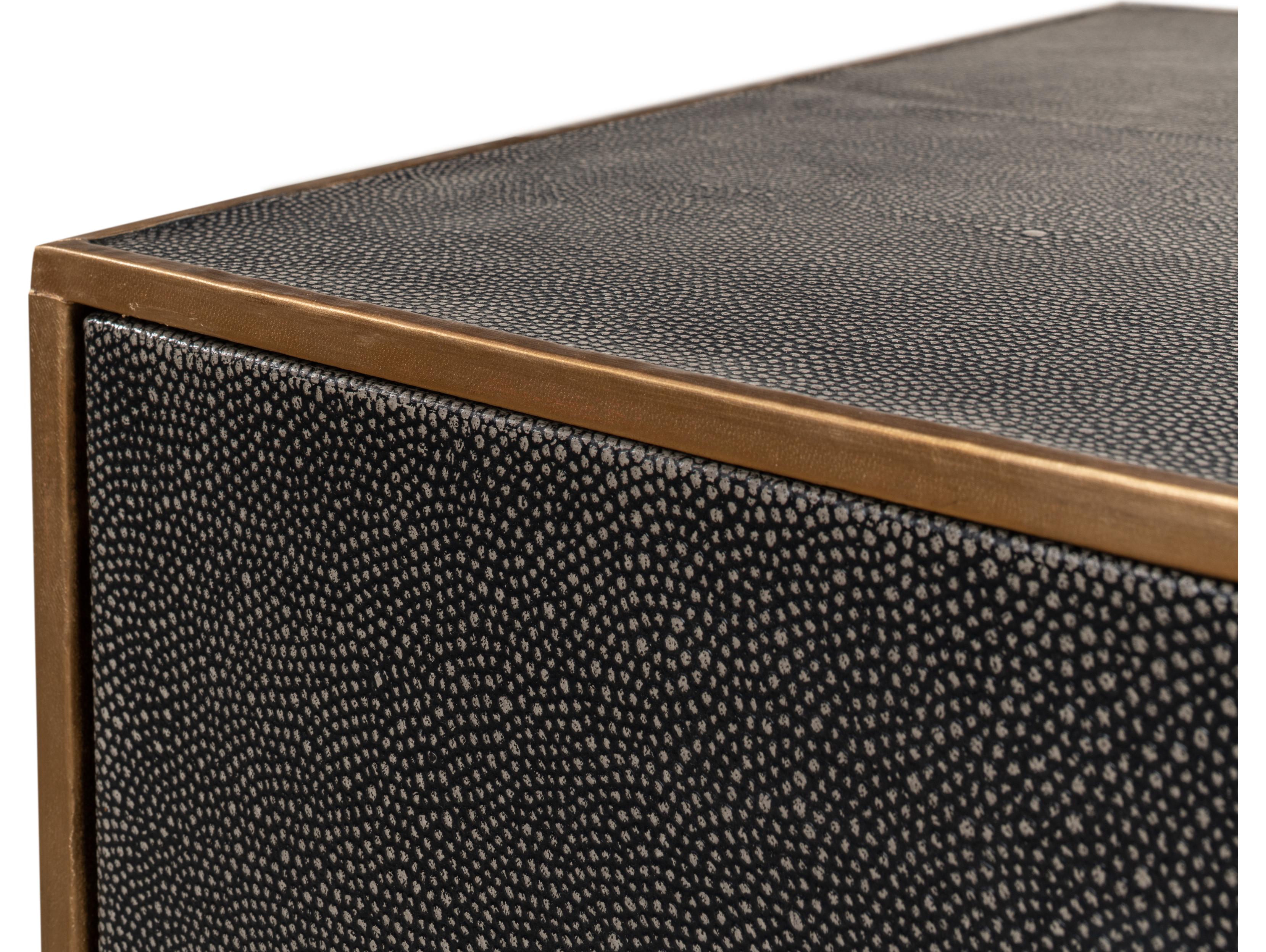 Sarreid Ltd Gideon Shagreen 3 Drawer Side Table Grey