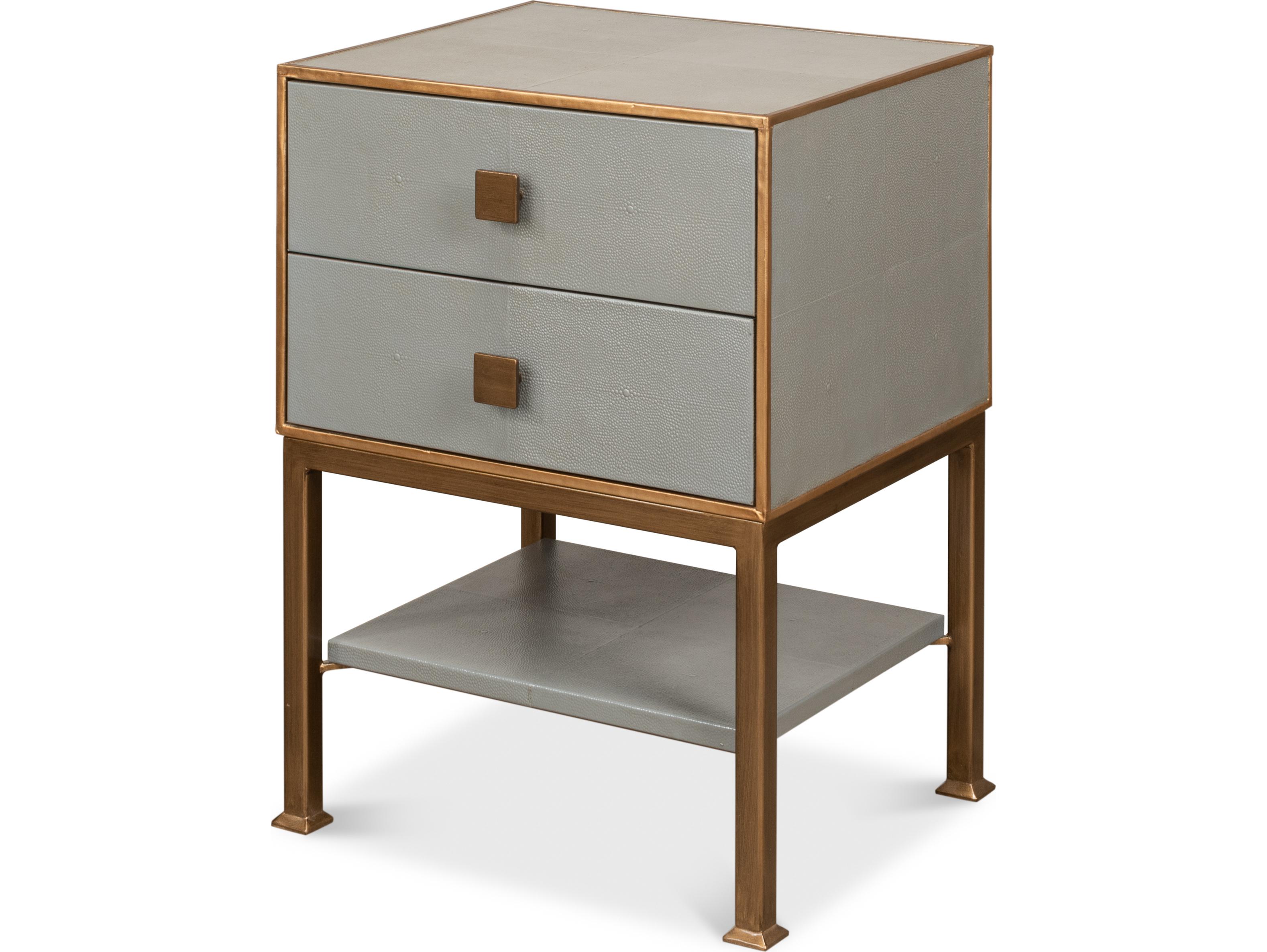 Sarreid Ltd Gillian Two Drawer Nightstand Storm Grey