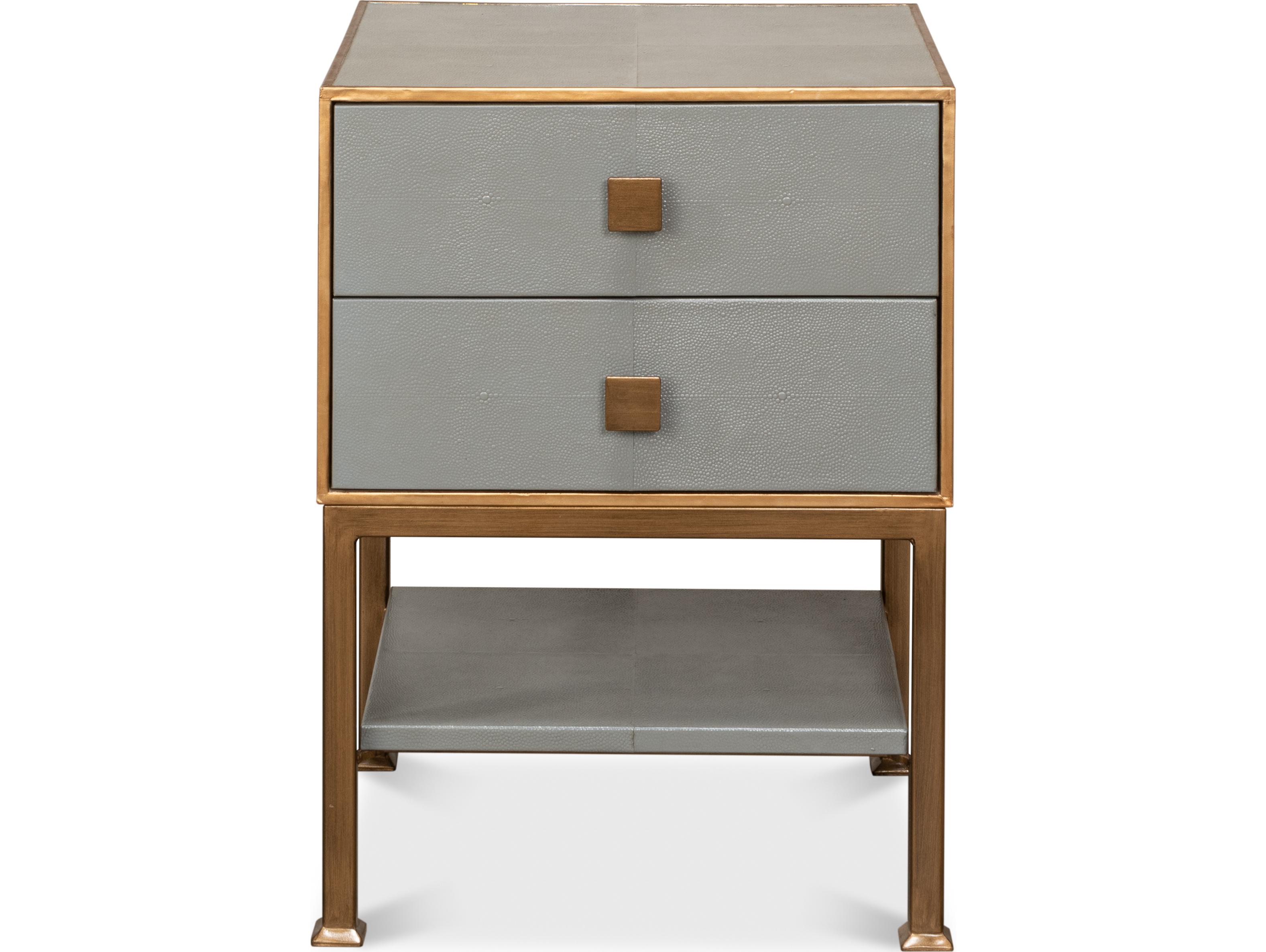 Sarreid Ltd Gillian Two Drawer Nightstand Storm Grey