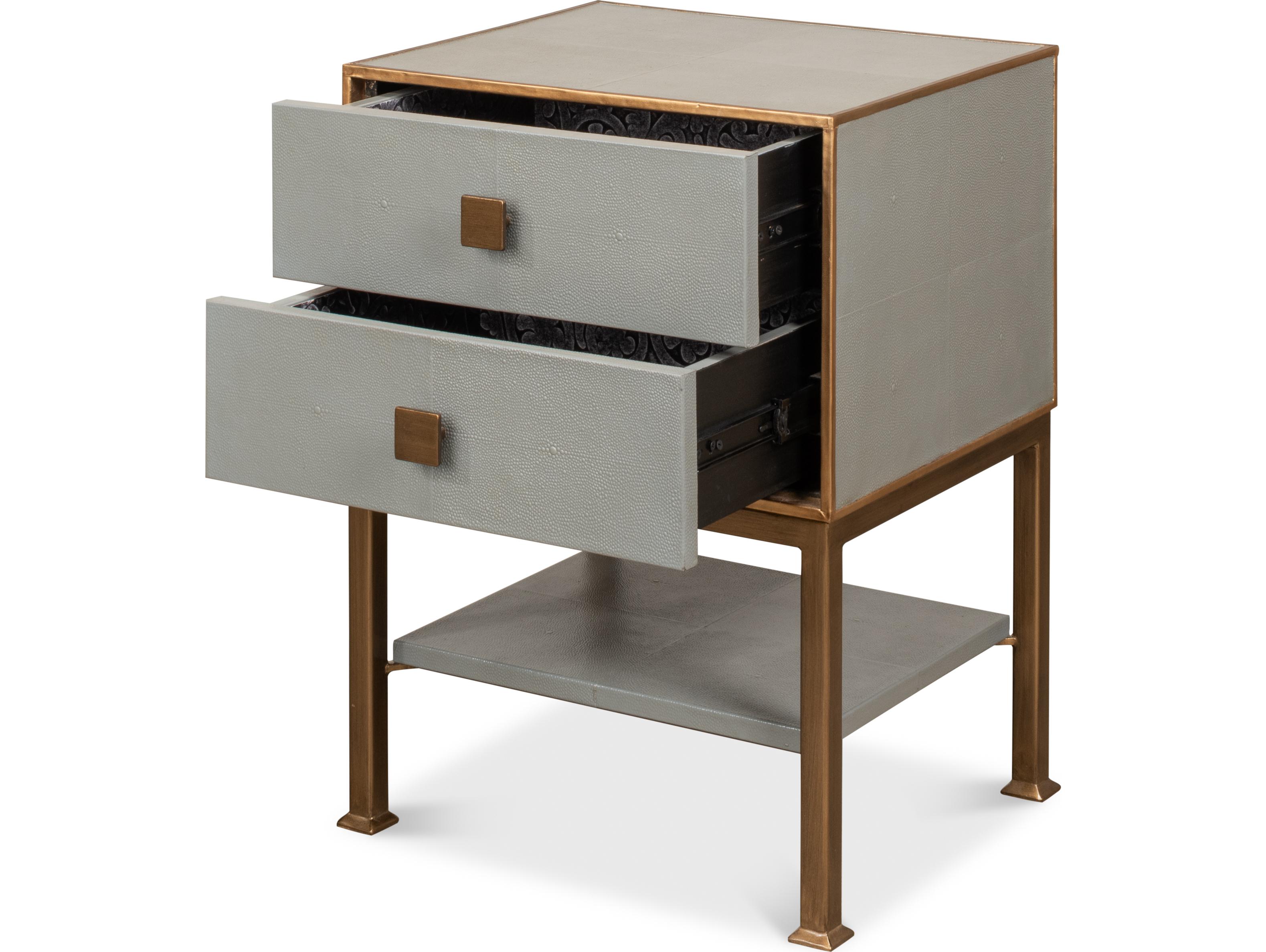 Sarreid Ltd Gillian Two Drawer Nightstand Storm Grey