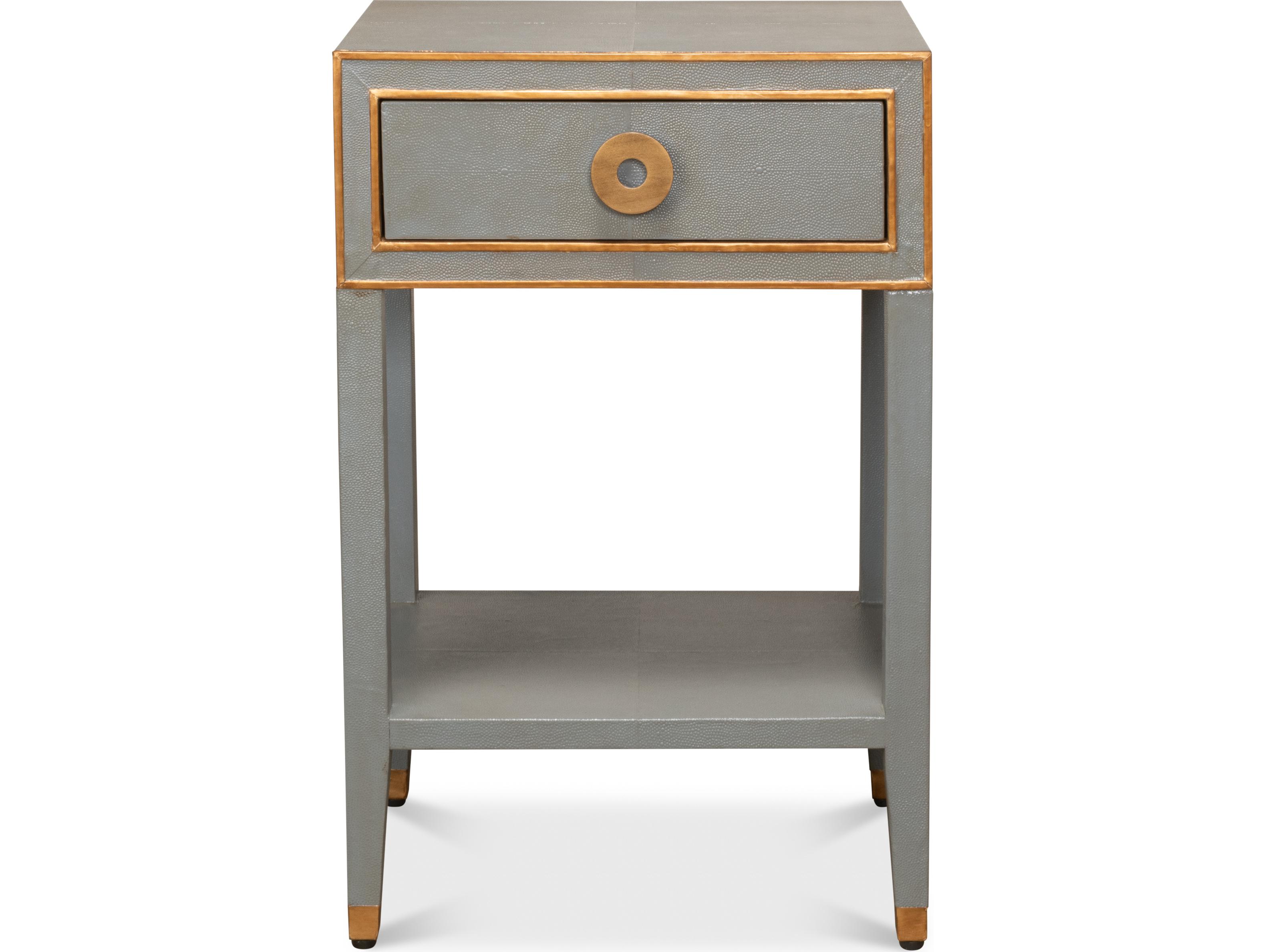 Sarreid Ltd Gabriella Shagreen Nightstand Storm Grey