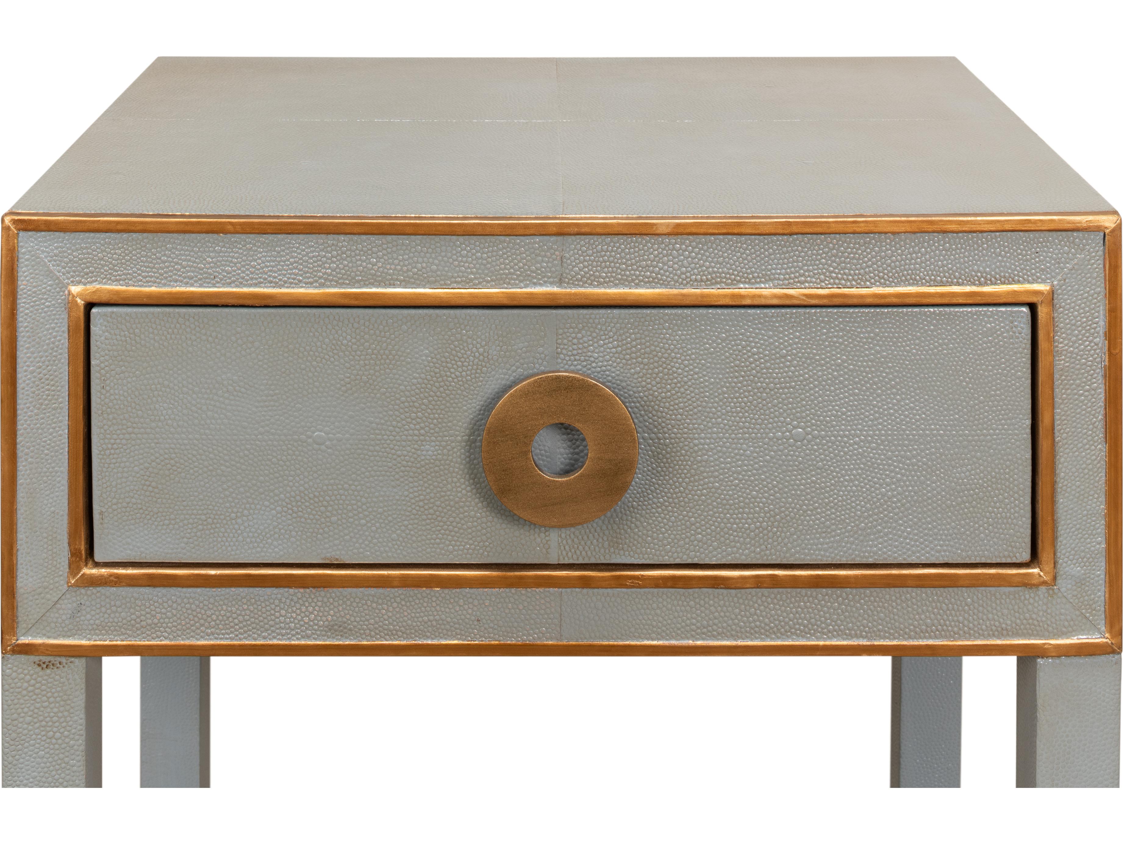 Sarreid Ltd Gabriella Shagreen Nightstand Storm Grey