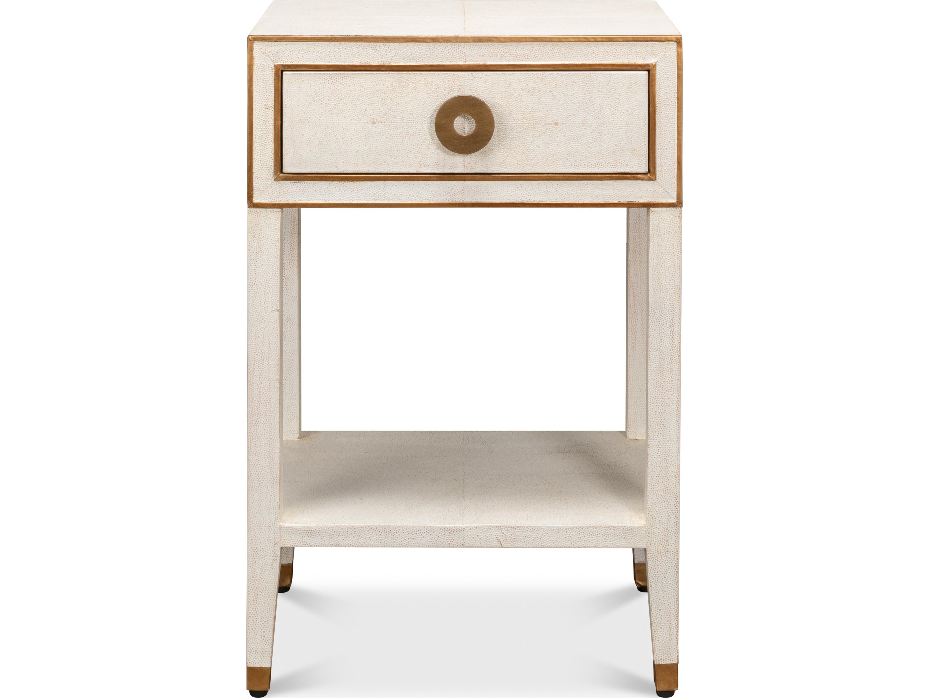 Sarreid Ltd Gabriella Shagreen Nightstand Osprey White