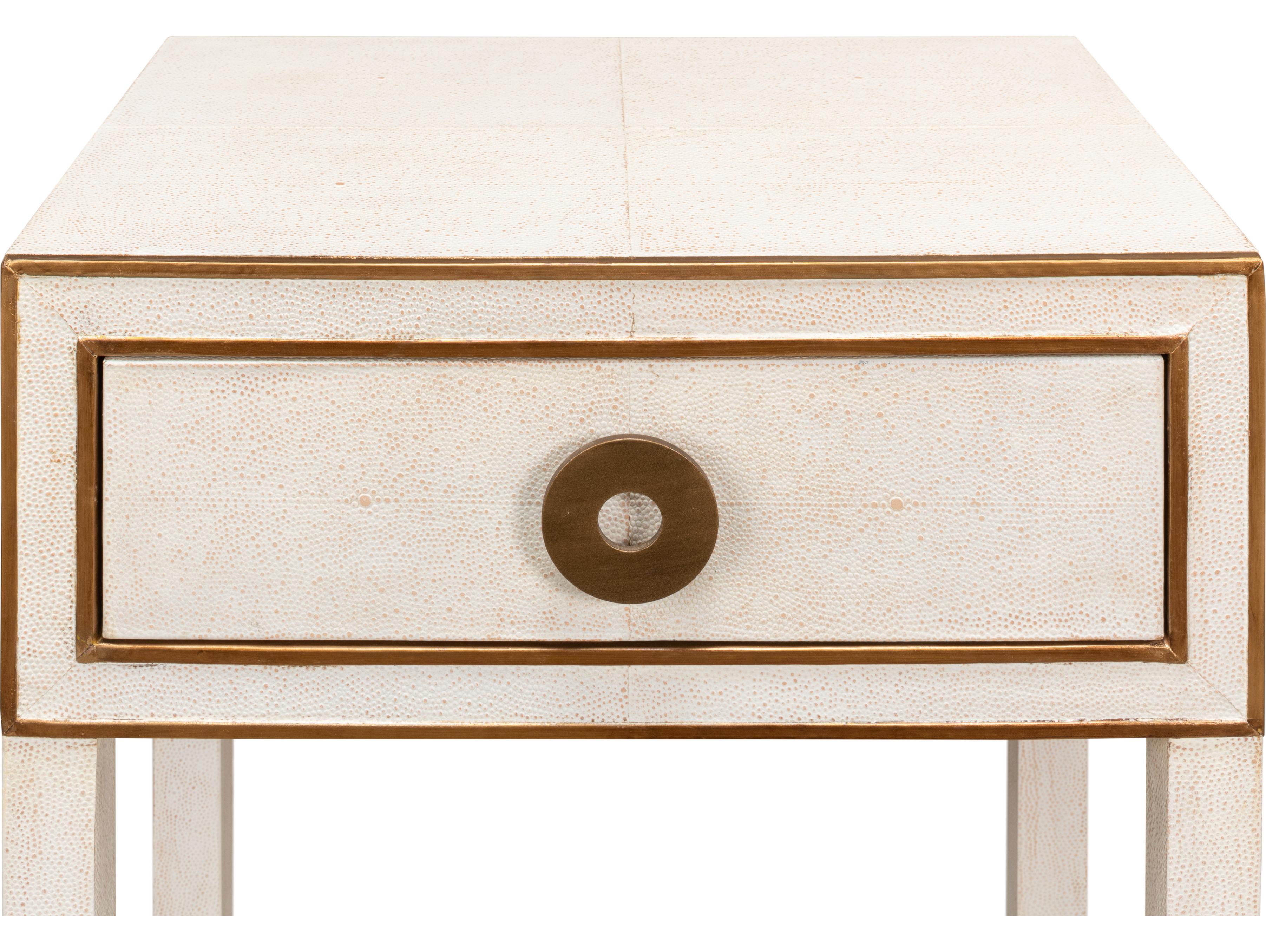 Sarreid Ltd Gabriella Shagreen Nightstand Osprey White