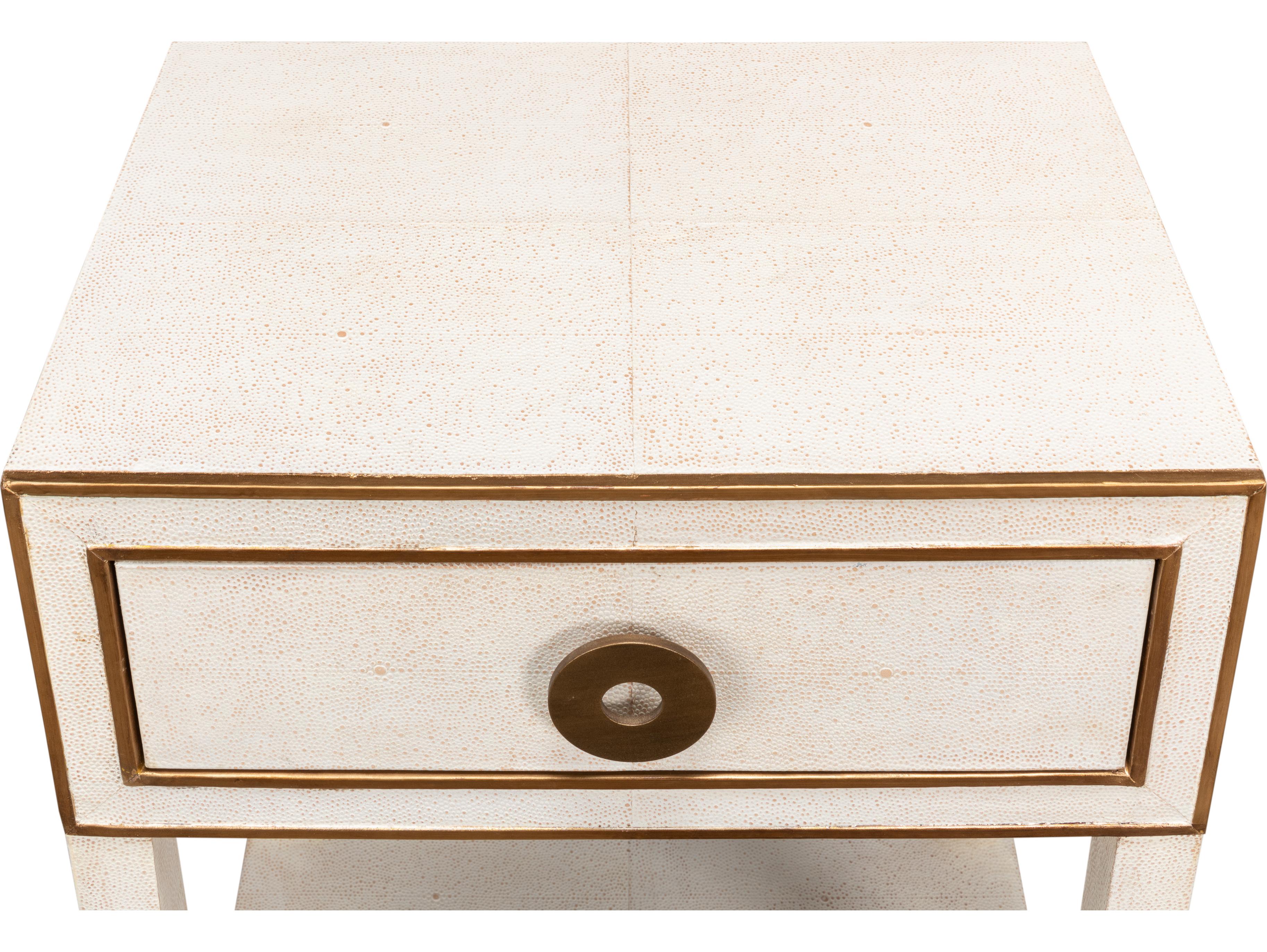 Sarreid Ltd Gabriella Shagreen Nightstand Osprey White