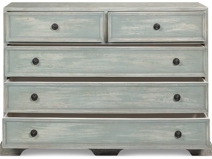 Sarreid Ltd Frances 5-Drawers Blue Acacia Wood Dresser
