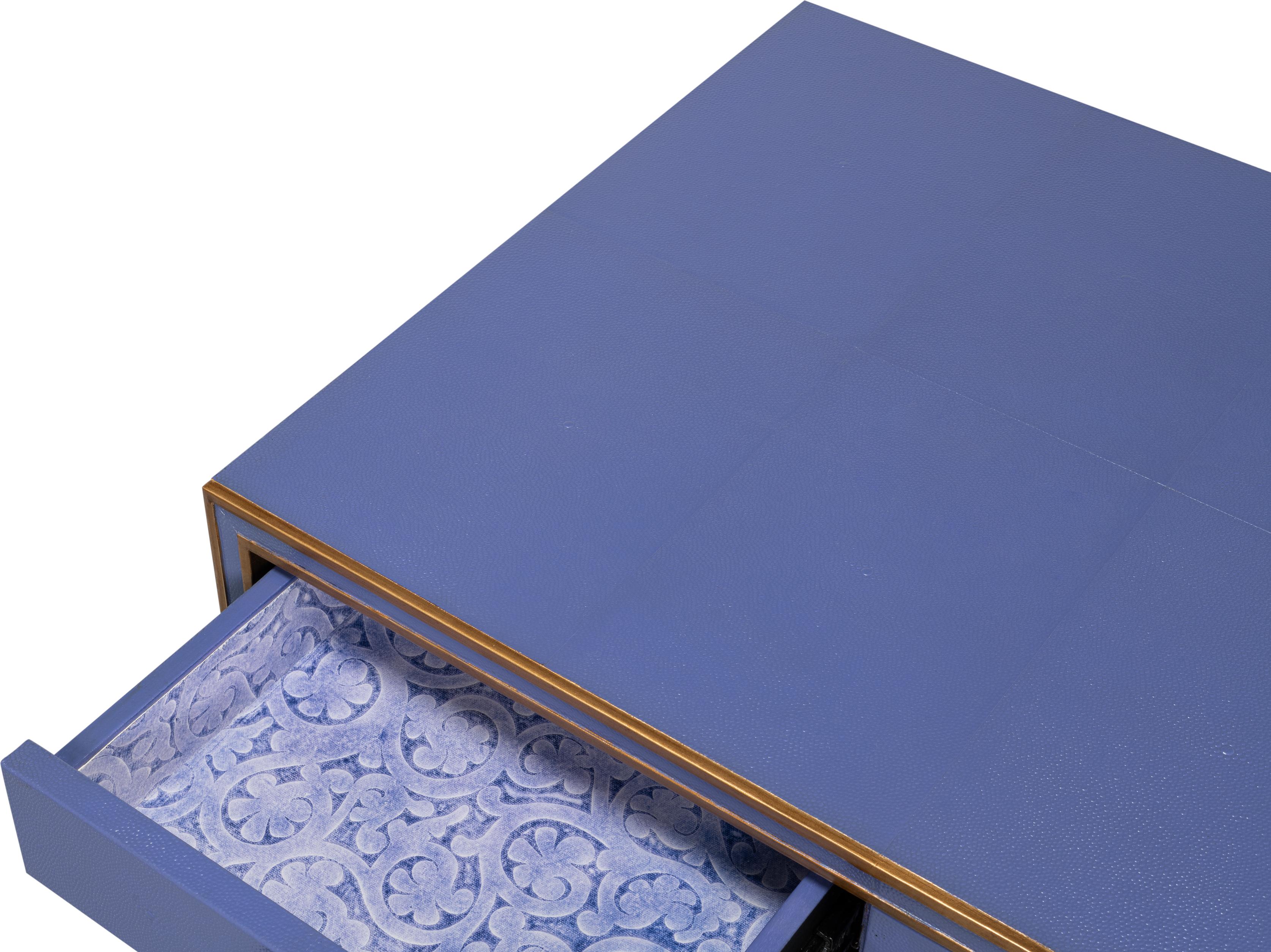 Sarreid Ltd Gabriella Shagreen Desk Table Marlin Blue