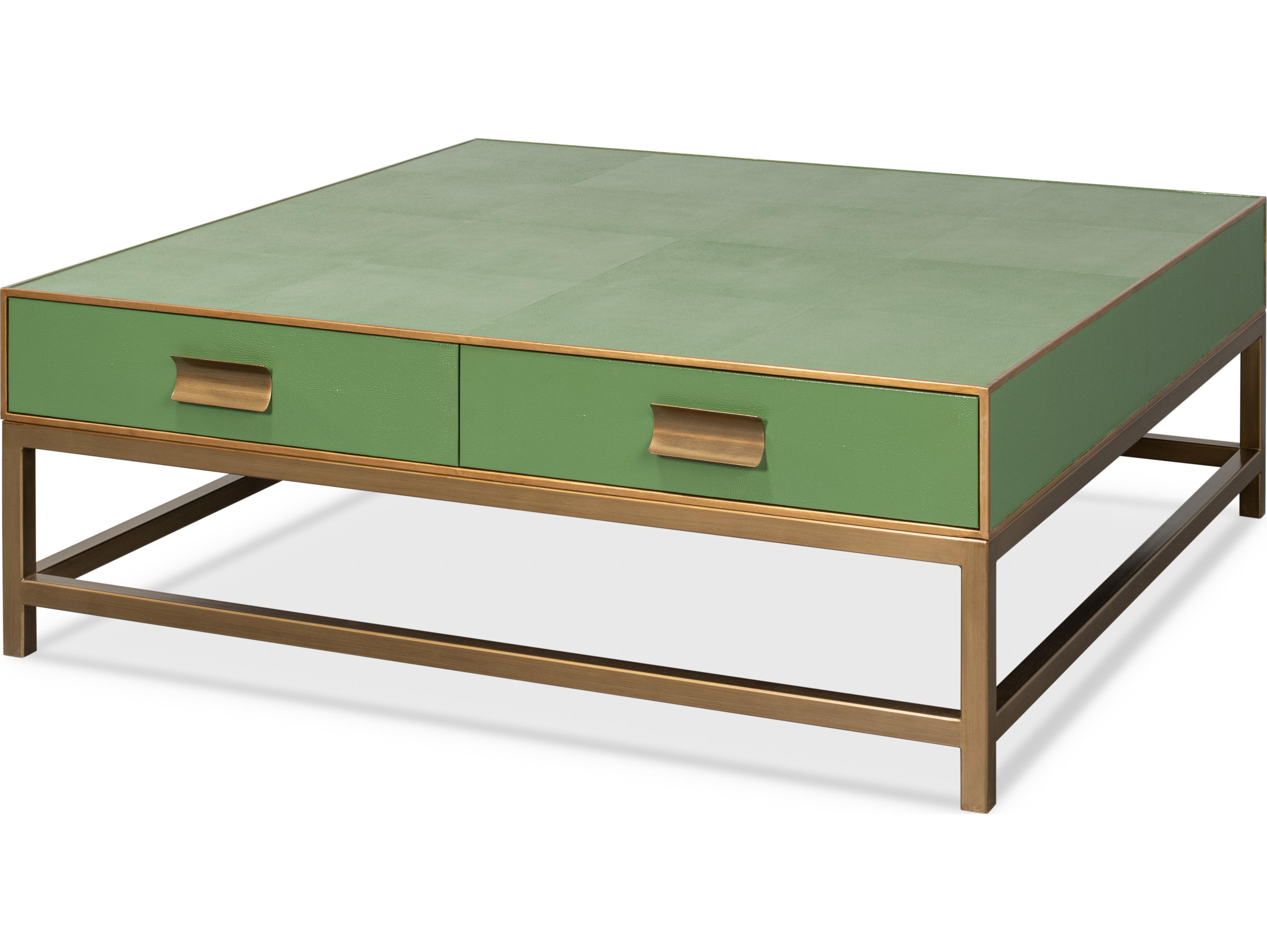 Sarreid Ltd Gideon Shagreen Square Coffee Table Watercress