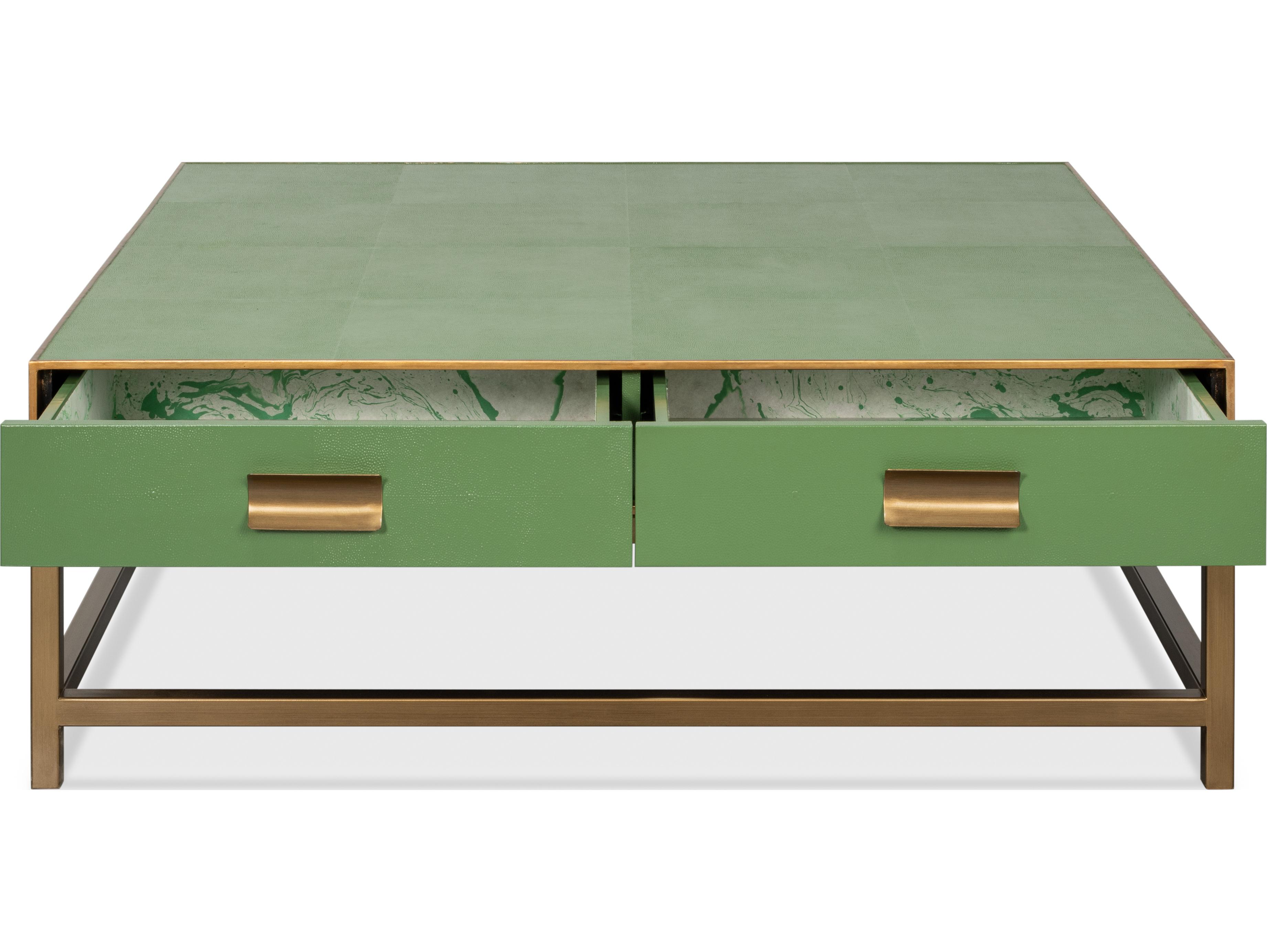 Sarreid Ltd Gideon Shagreen Square Coffee Table Watercress